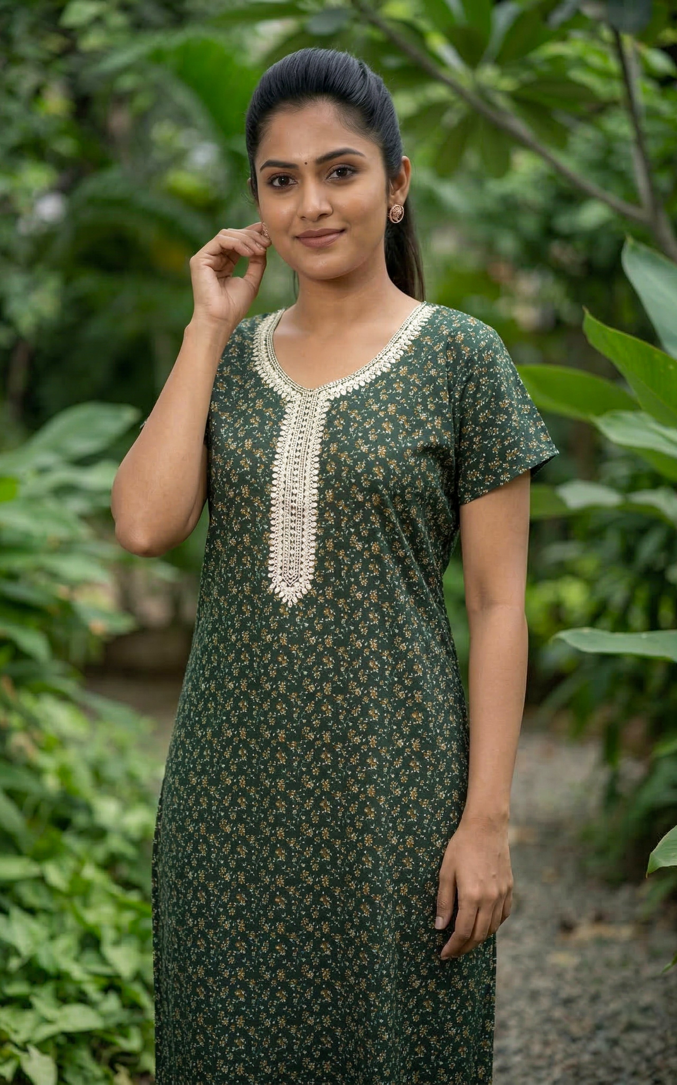 Cotton Straight Fit Nighty-159SS6A