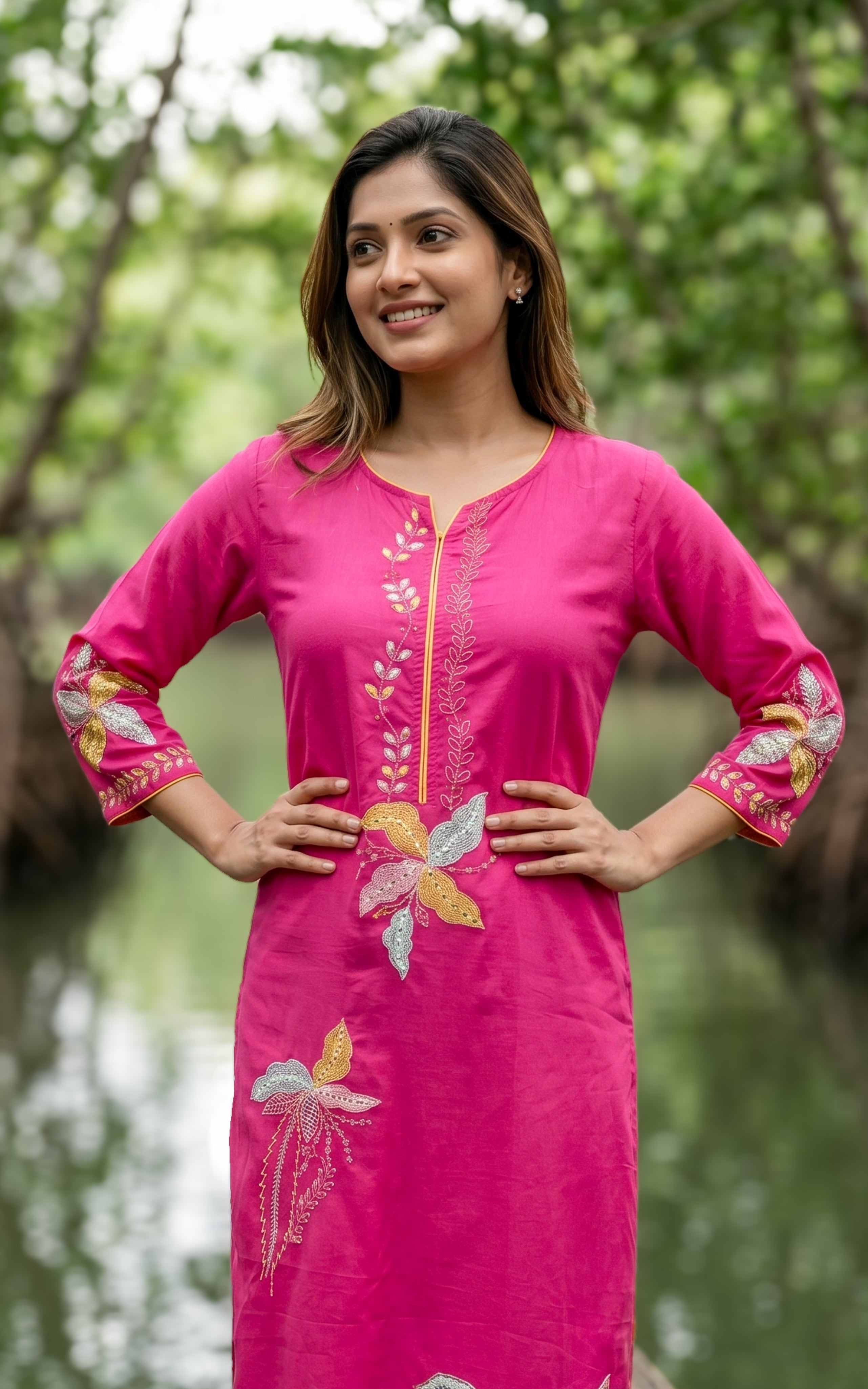 Pink comfortable daily wear kurti for women