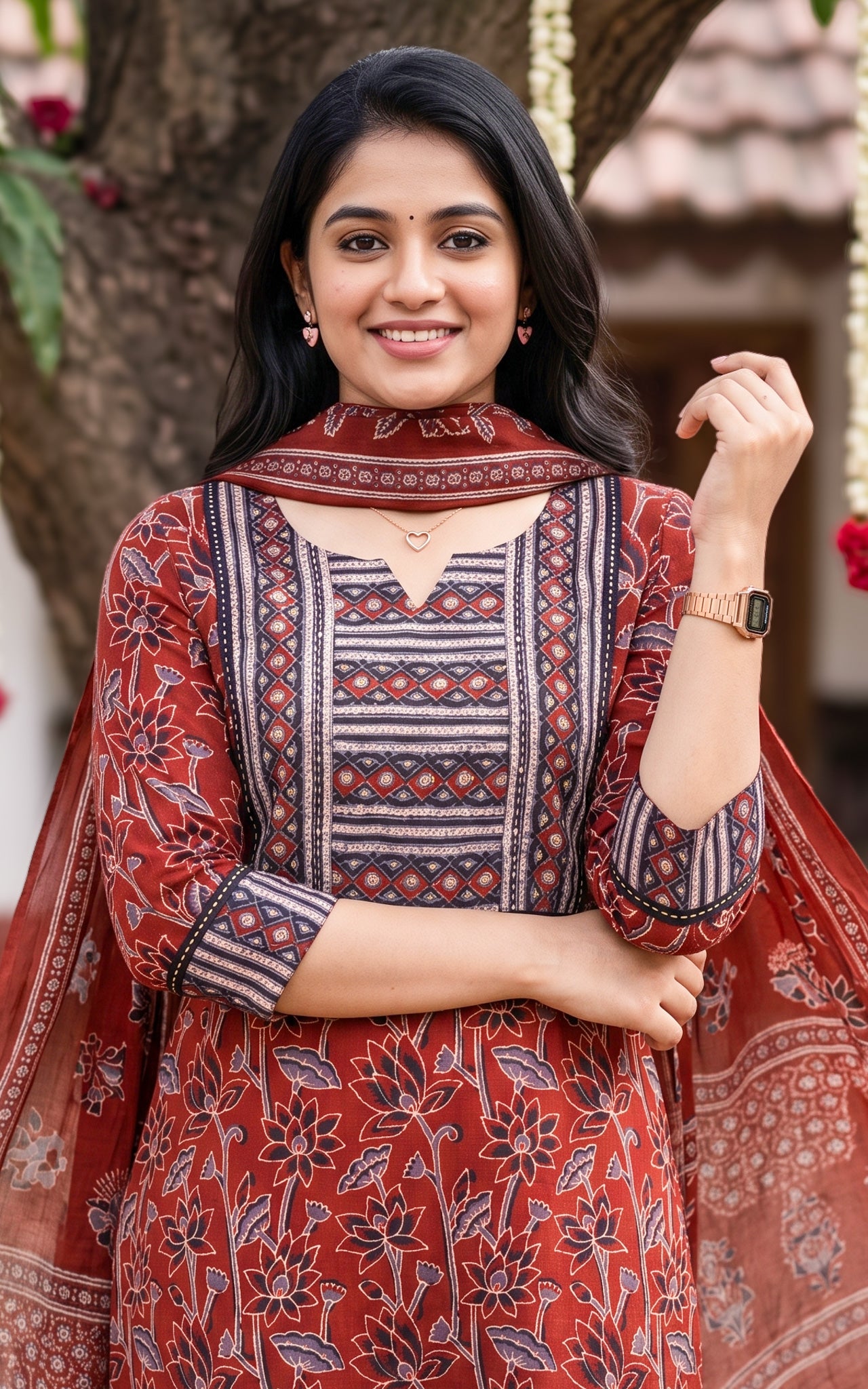 Ruthra Maroon (Kurti+Pant+Dupatta)