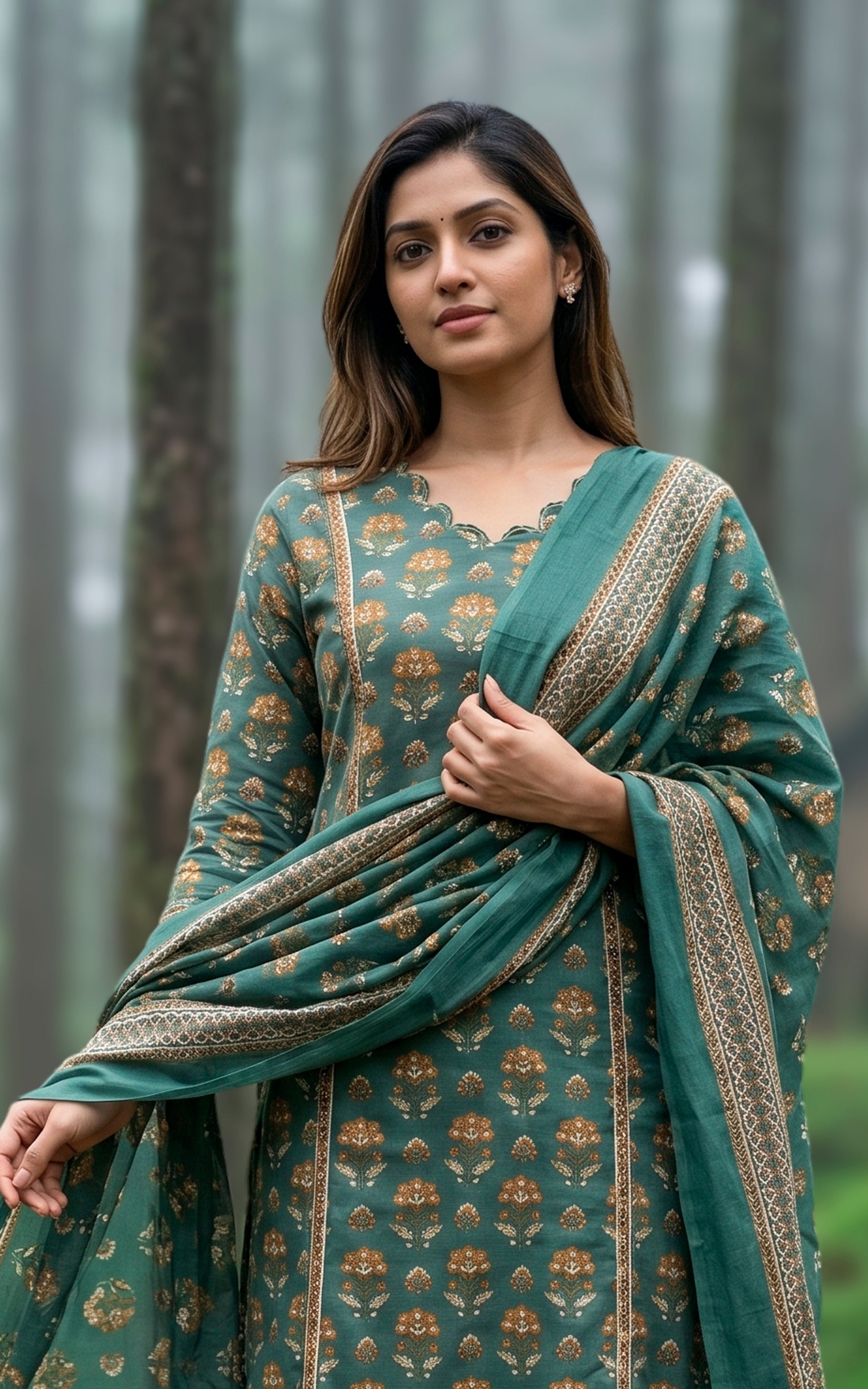 Mythiri Green (Kurti+Pant+Dupatta)