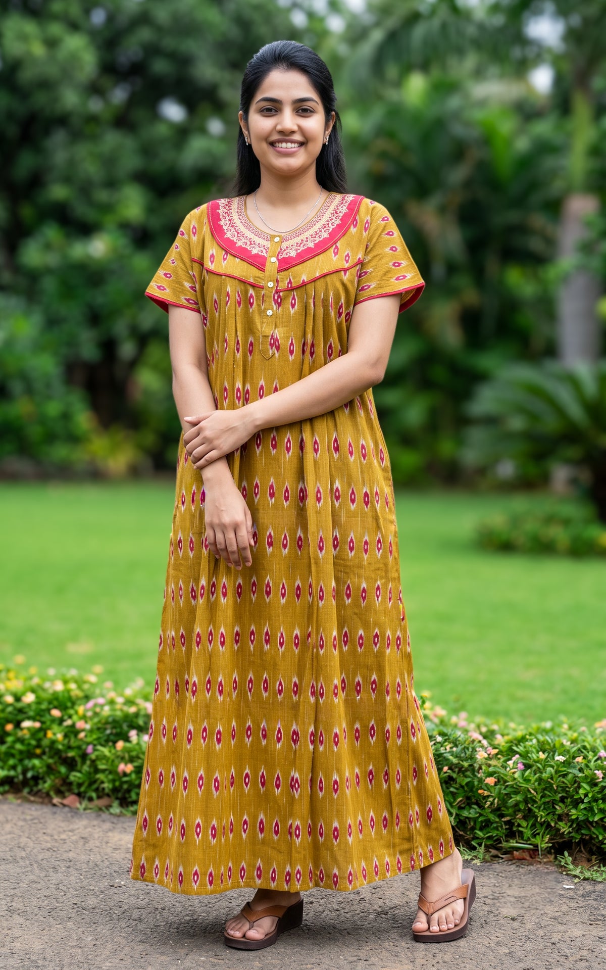 Cotton Straight Fit Nighty-166SS2B