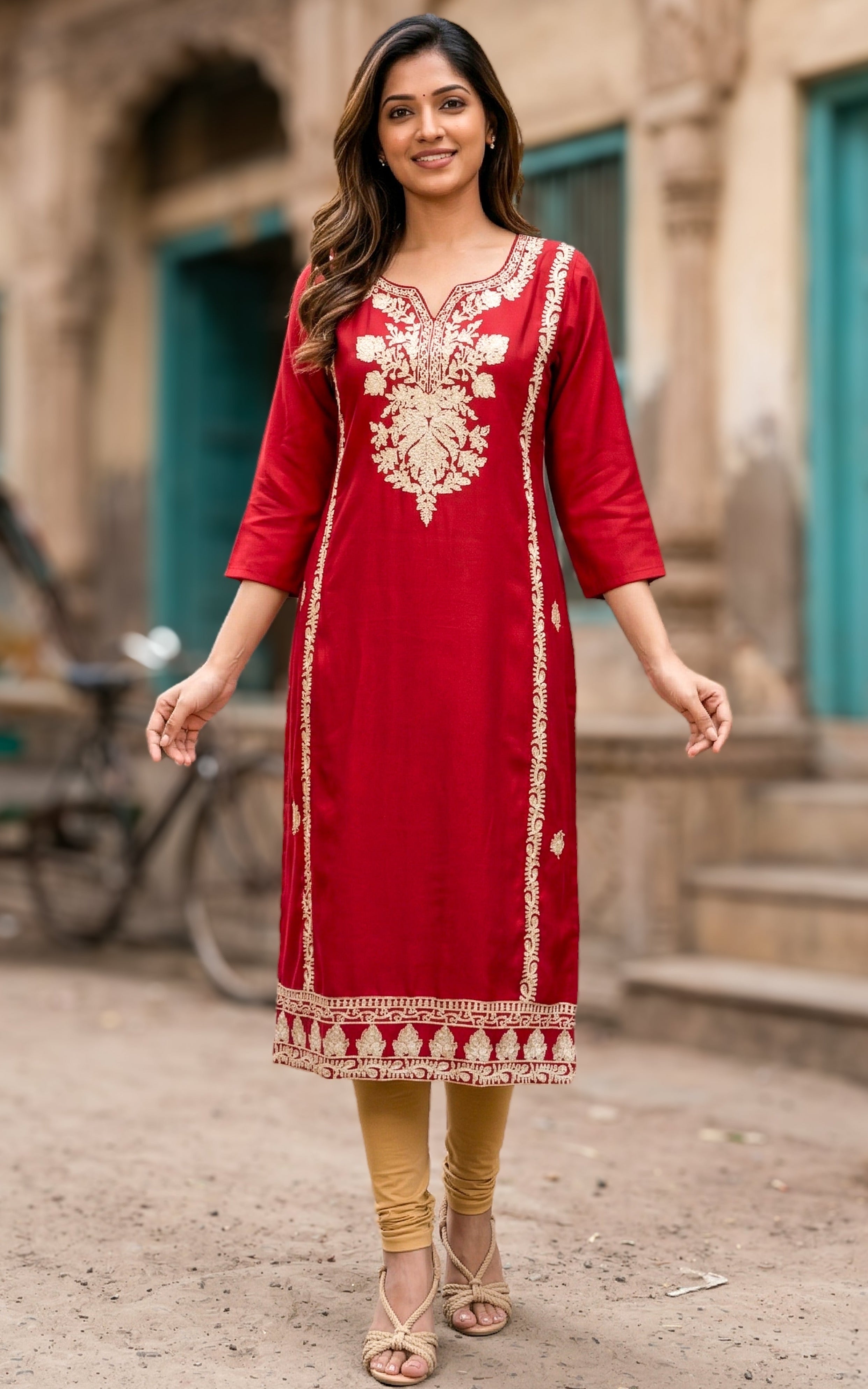 Straight Cut Kurti with Side Slit 

