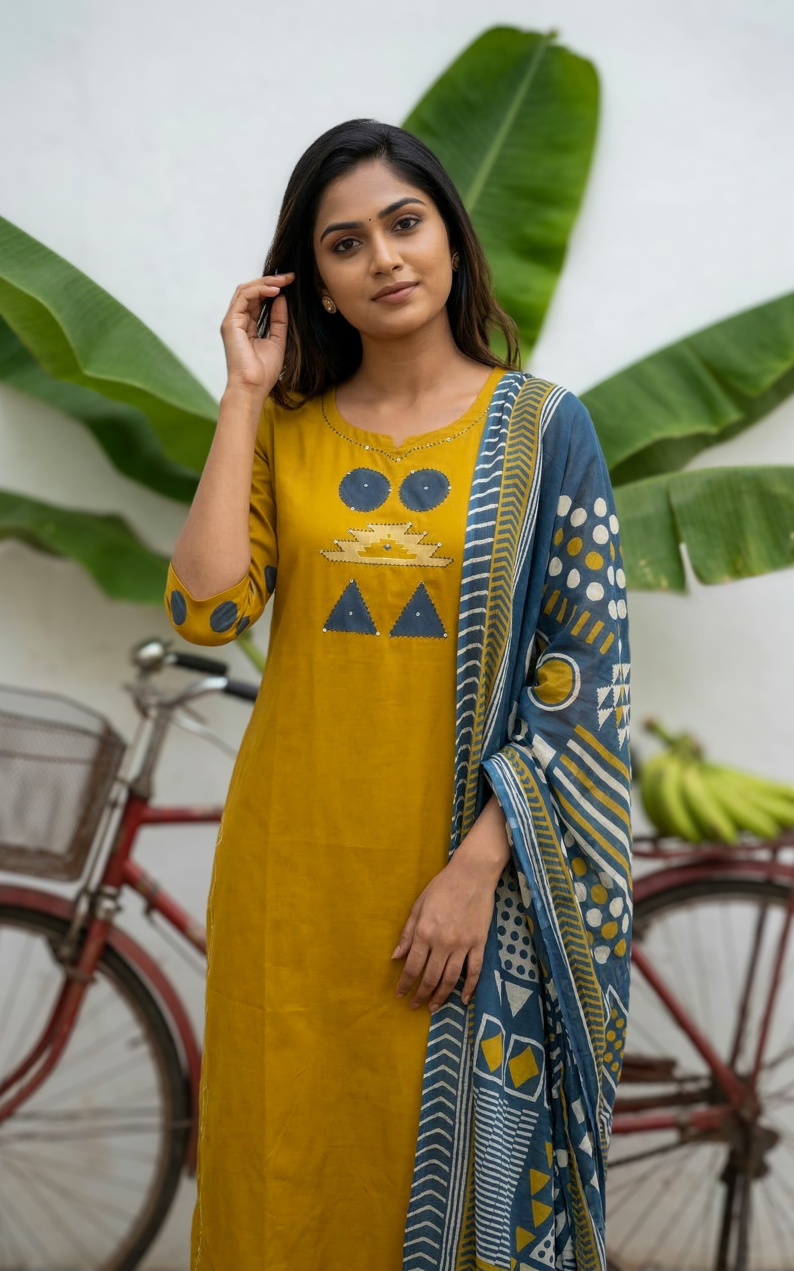 Haridhra Mustard (Kurti+Pant+Dupatta)