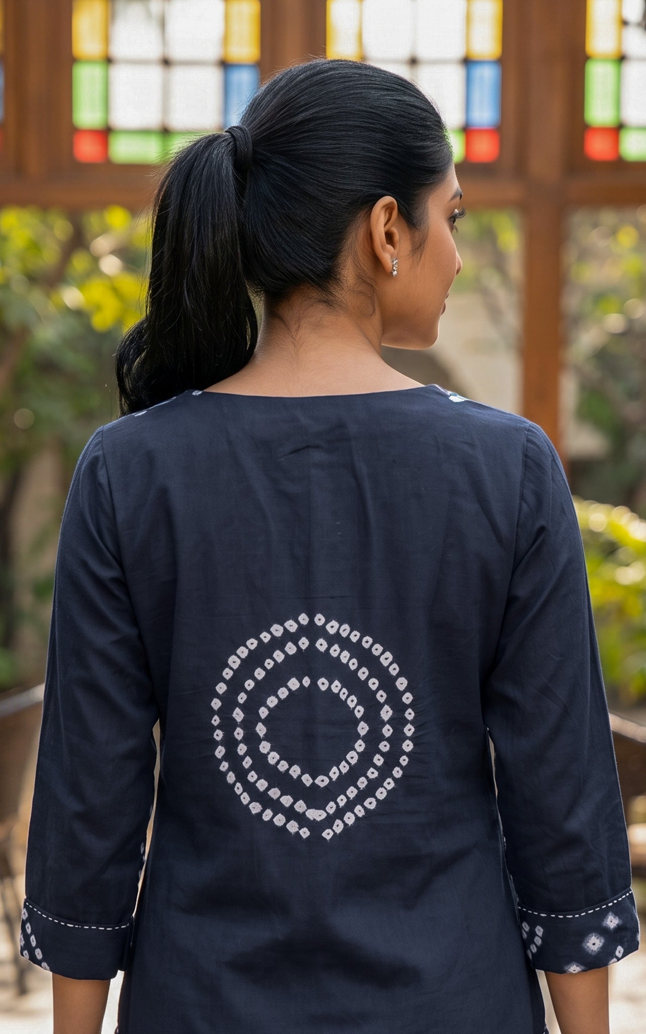 Navy Blue and Grey Cotton Ethnic Wear Kurti Set for Women