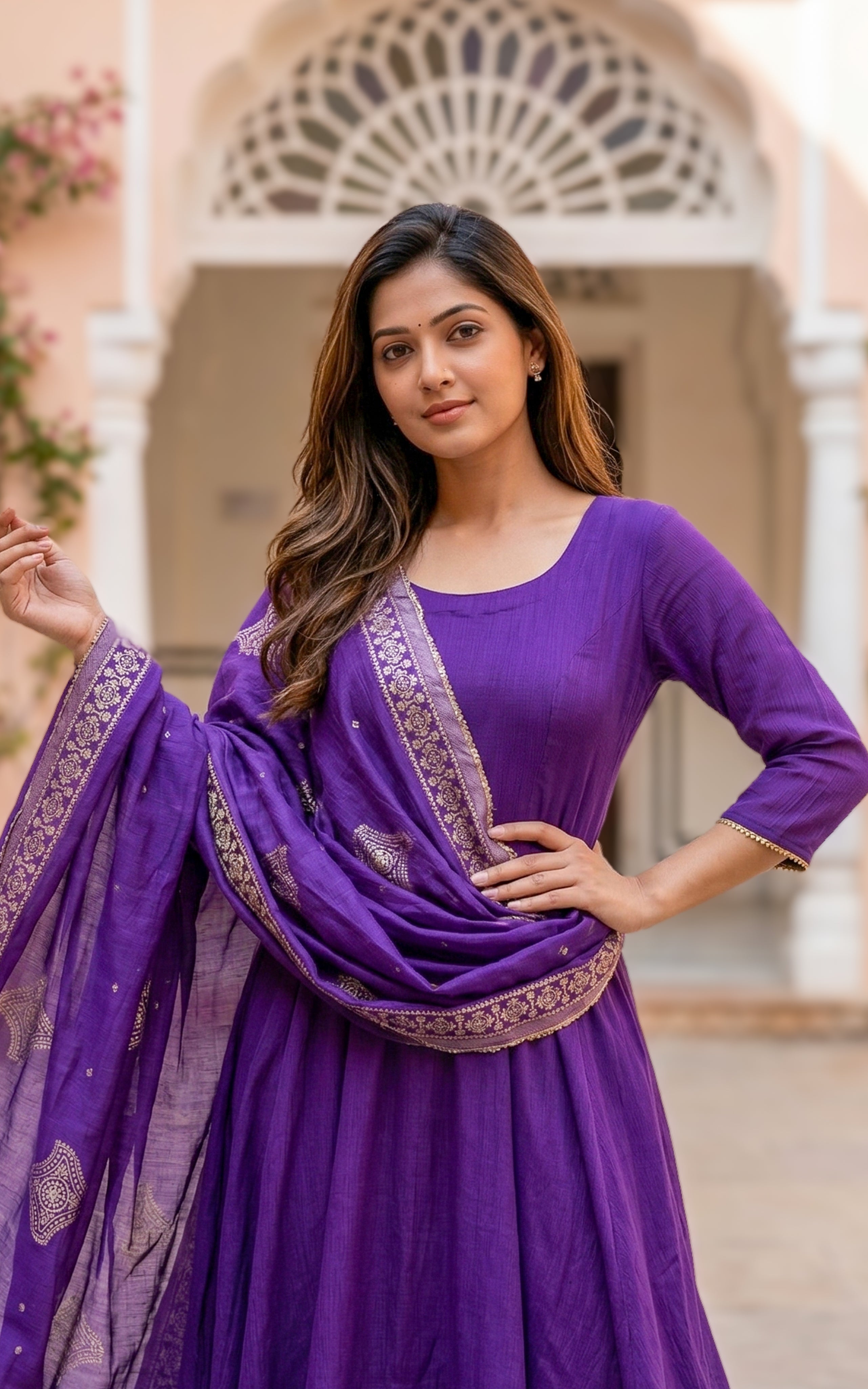 Sreelakha Violet (Kurti+Dupatta)
