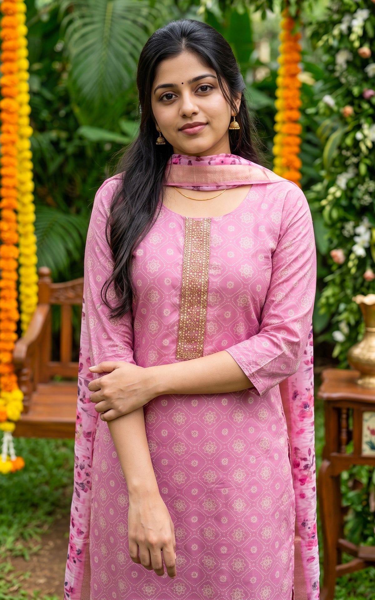 Malarnisha Pink (Kurti+Pant+Dupatta)