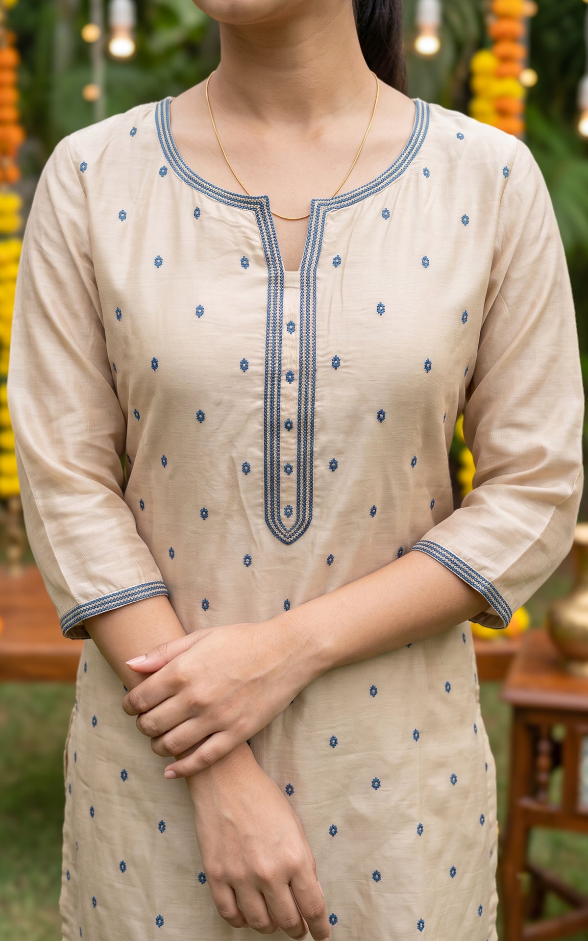 Niranjaya Beige (Kurti+Pant+Dupatta)