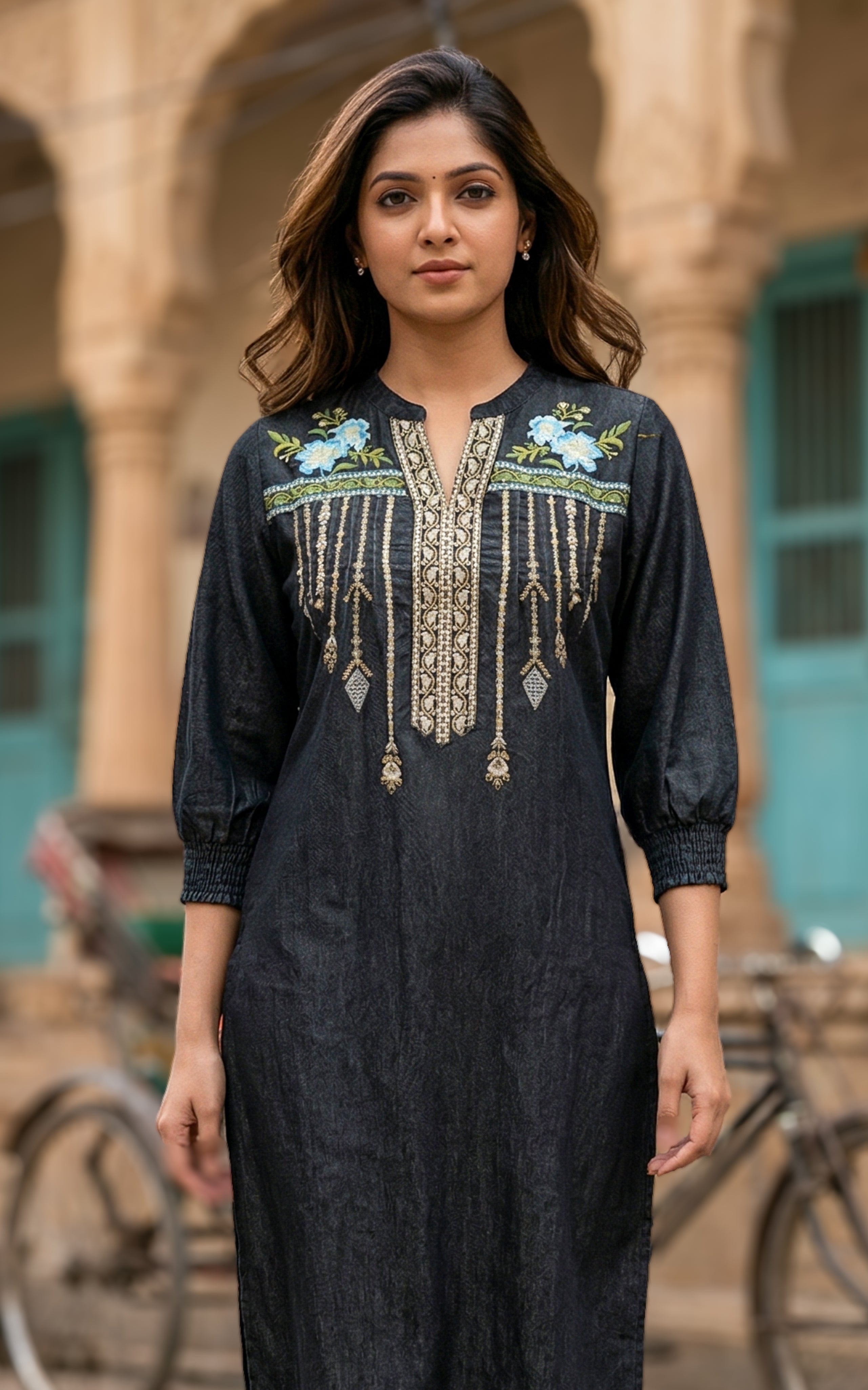 Straight Kurti with Front Embroidery