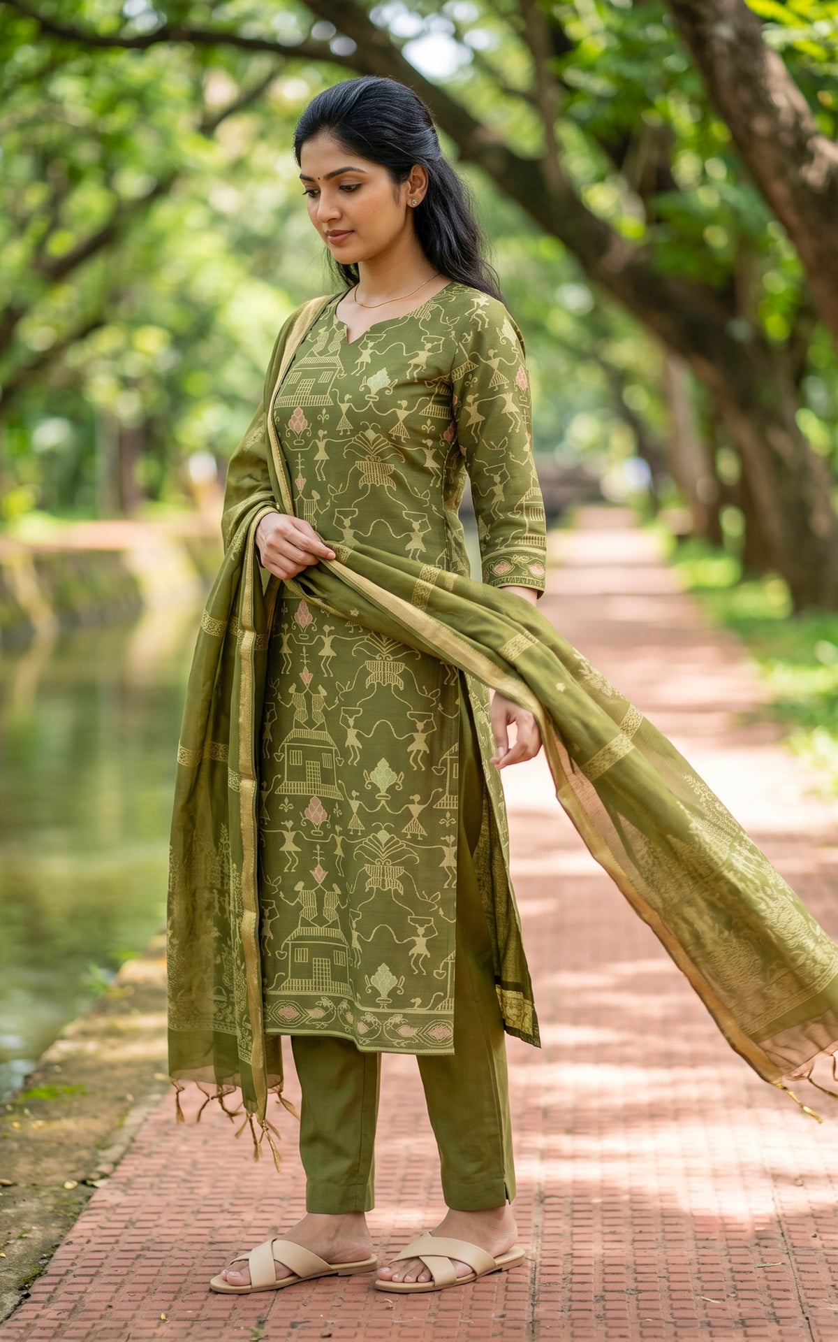 Farhana Mehandi Green (Kurti+Pant+Dupatta)