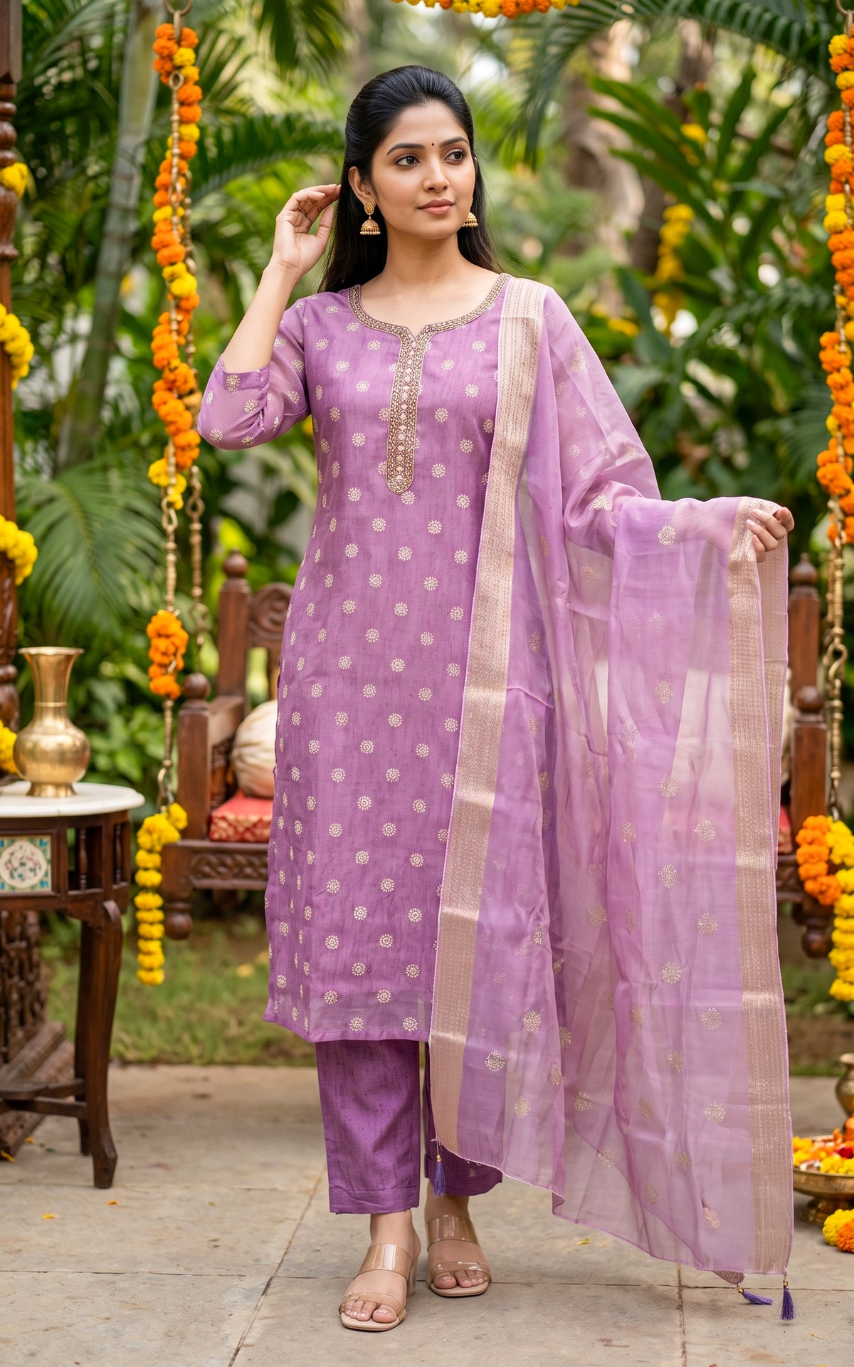 Camila Lavender (Kurti+Pant+Dupatta)