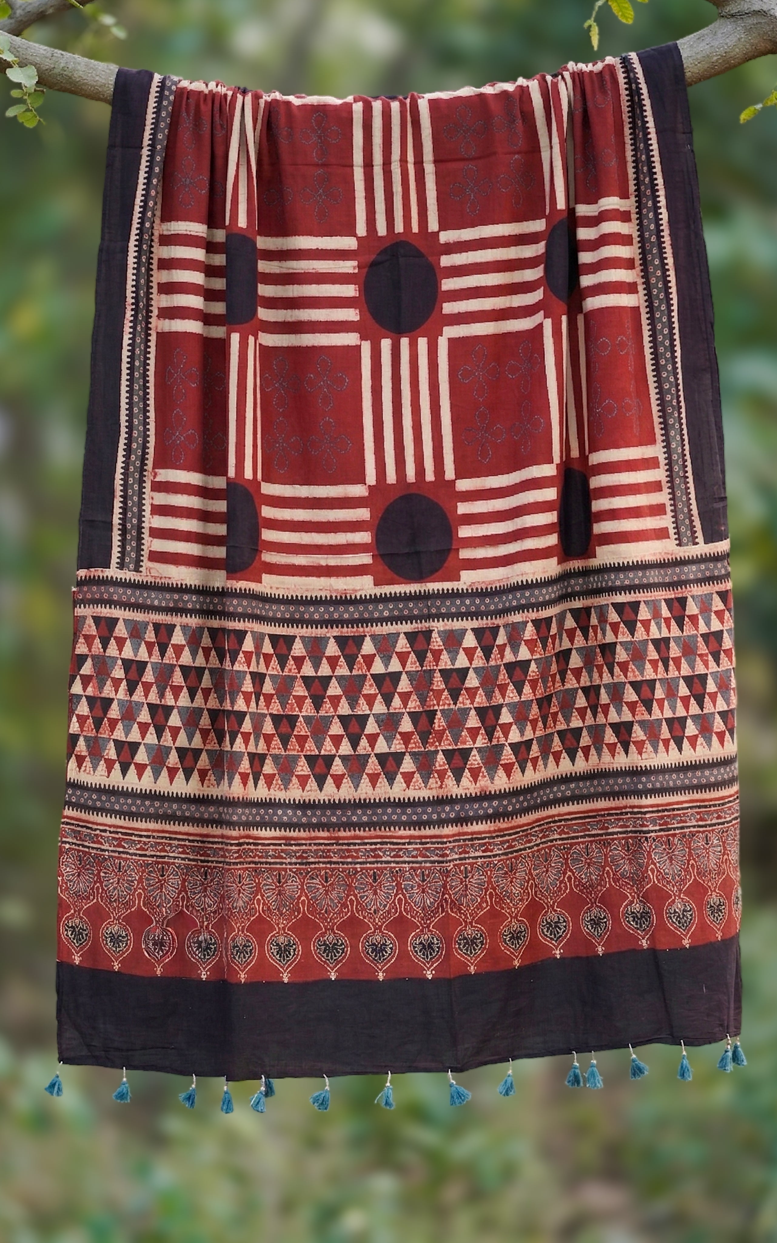 Cotton Handblock Dupatta 160SN10 Length: 2.48Mts