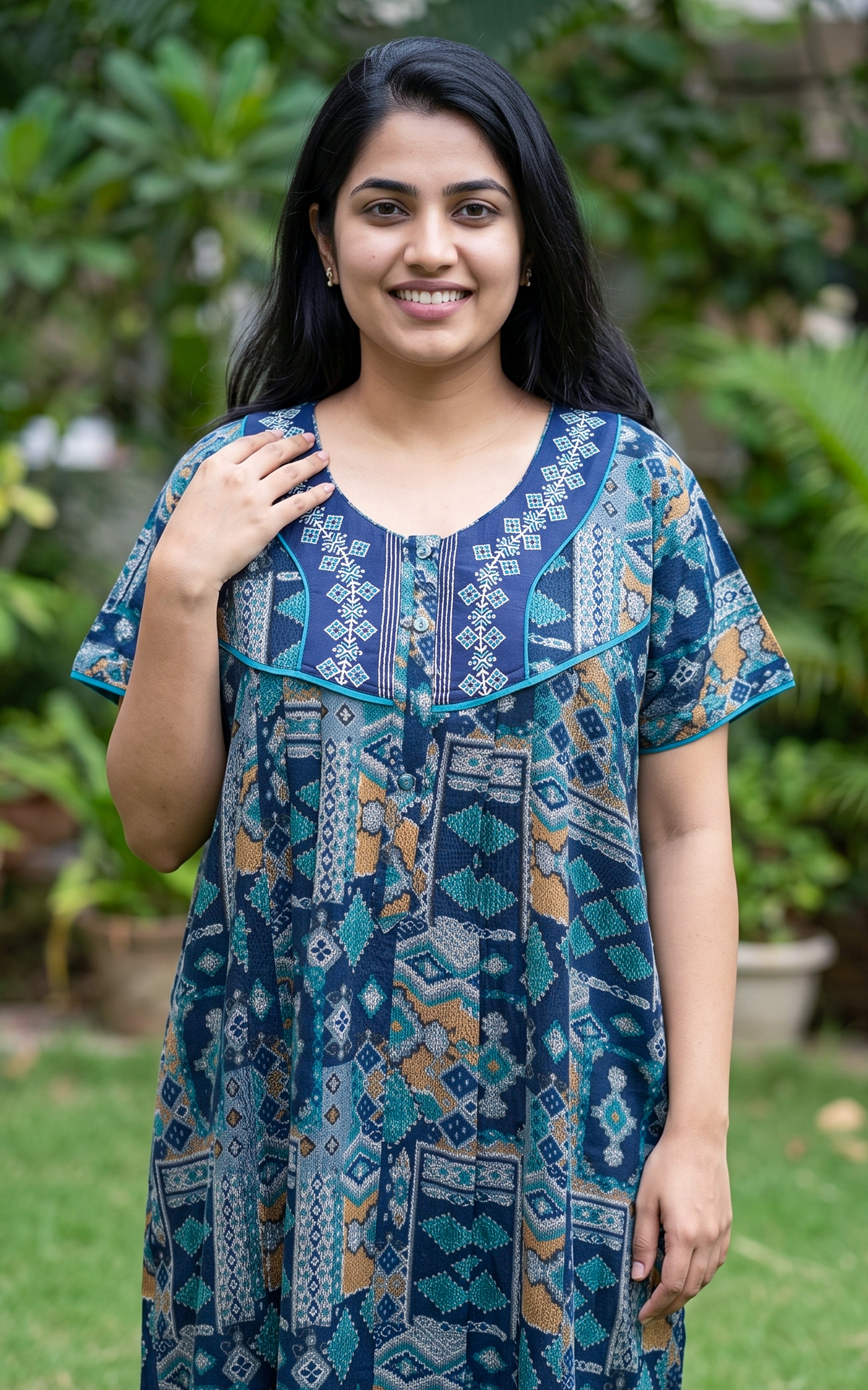 Cotton Straight Fit Nighty-164SS4B