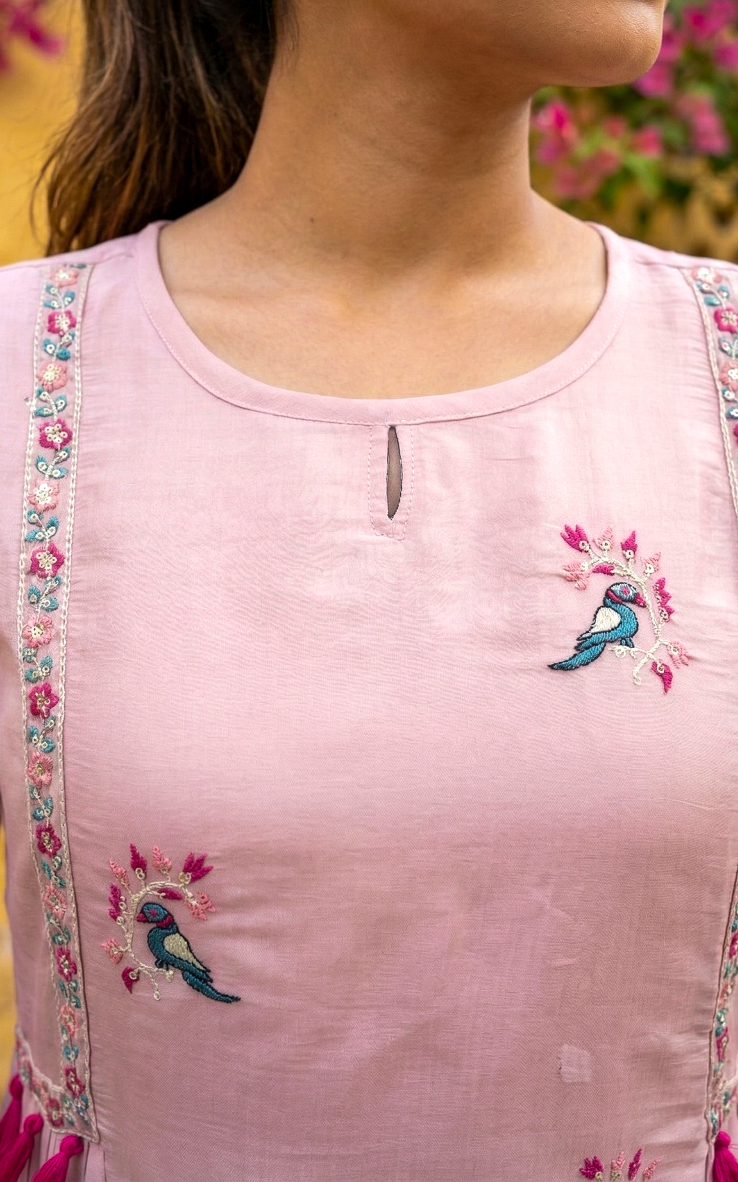 Kili Mozhi Onion Pink (Kurti+Dupatta)