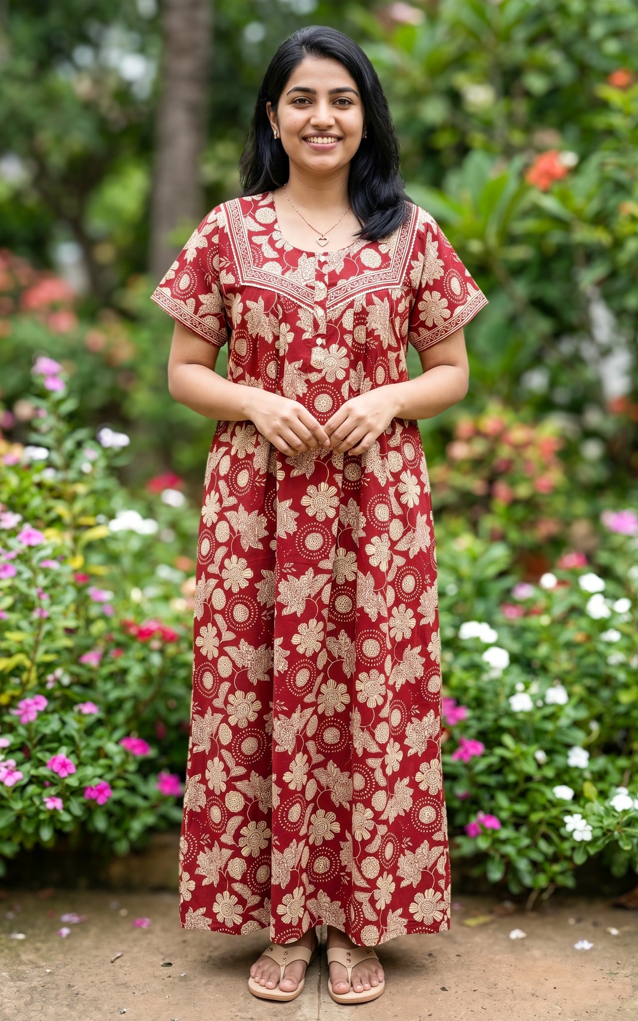 Cotton Straight Fit Nighty-162SS9B
