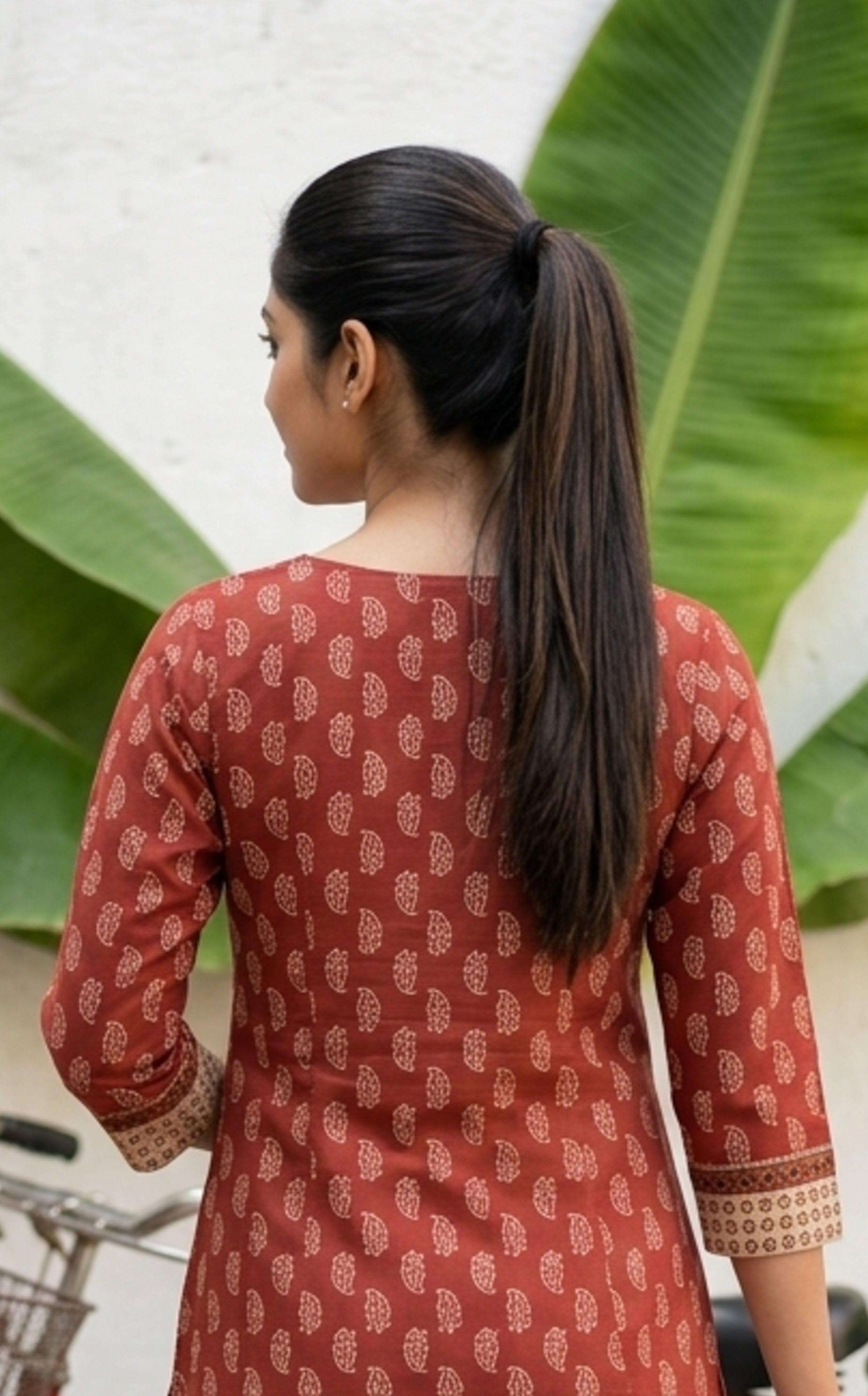 Casual Rust Printed Cotton Kurti For Women