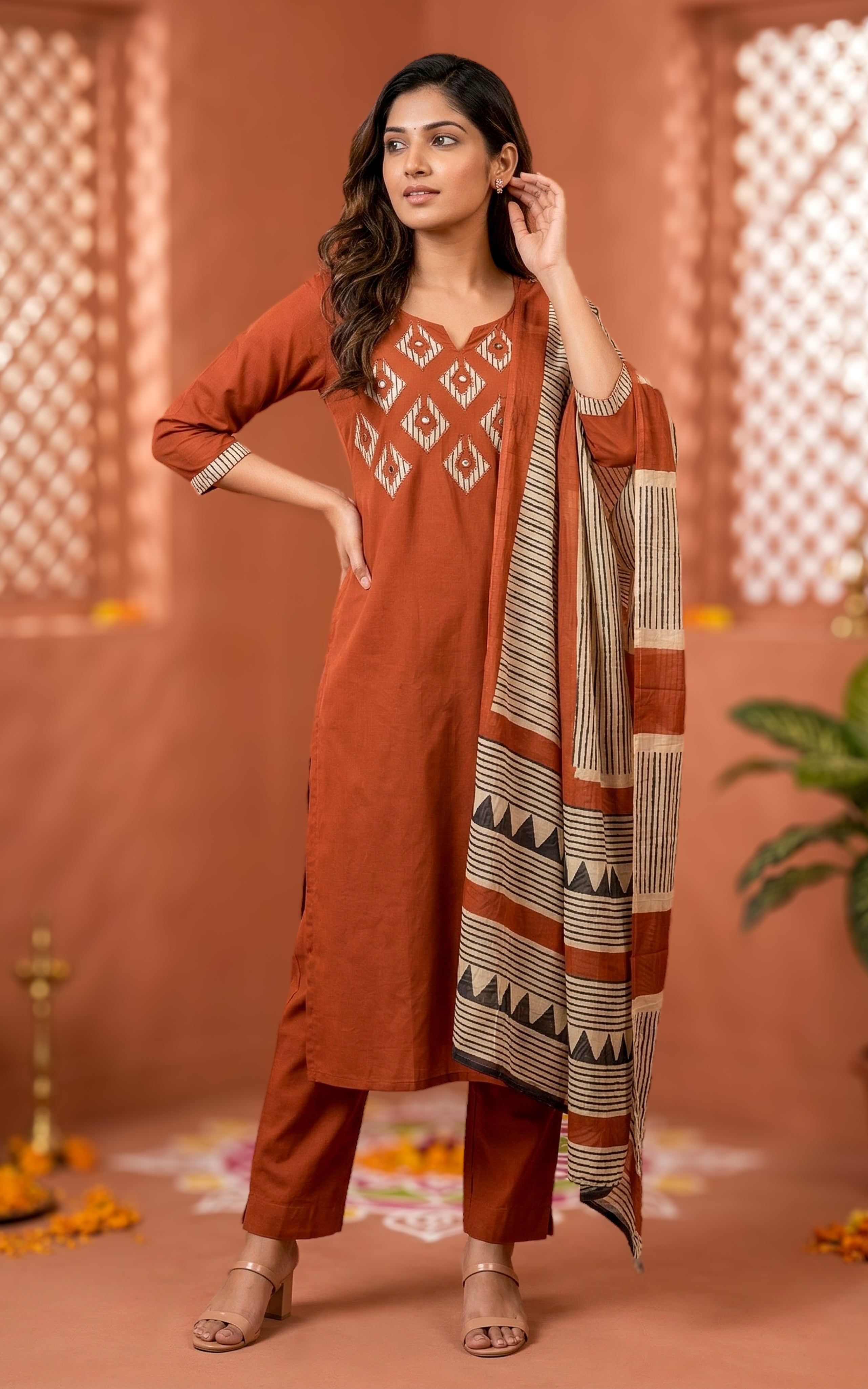 Sofia Brown (Kurti+Pant+Dupatta)