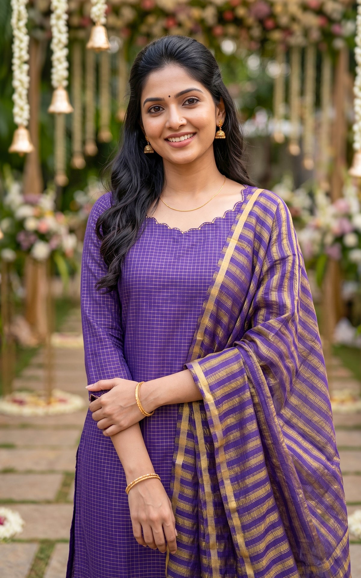 Narumugai Violet (Kurti+Dupatta)