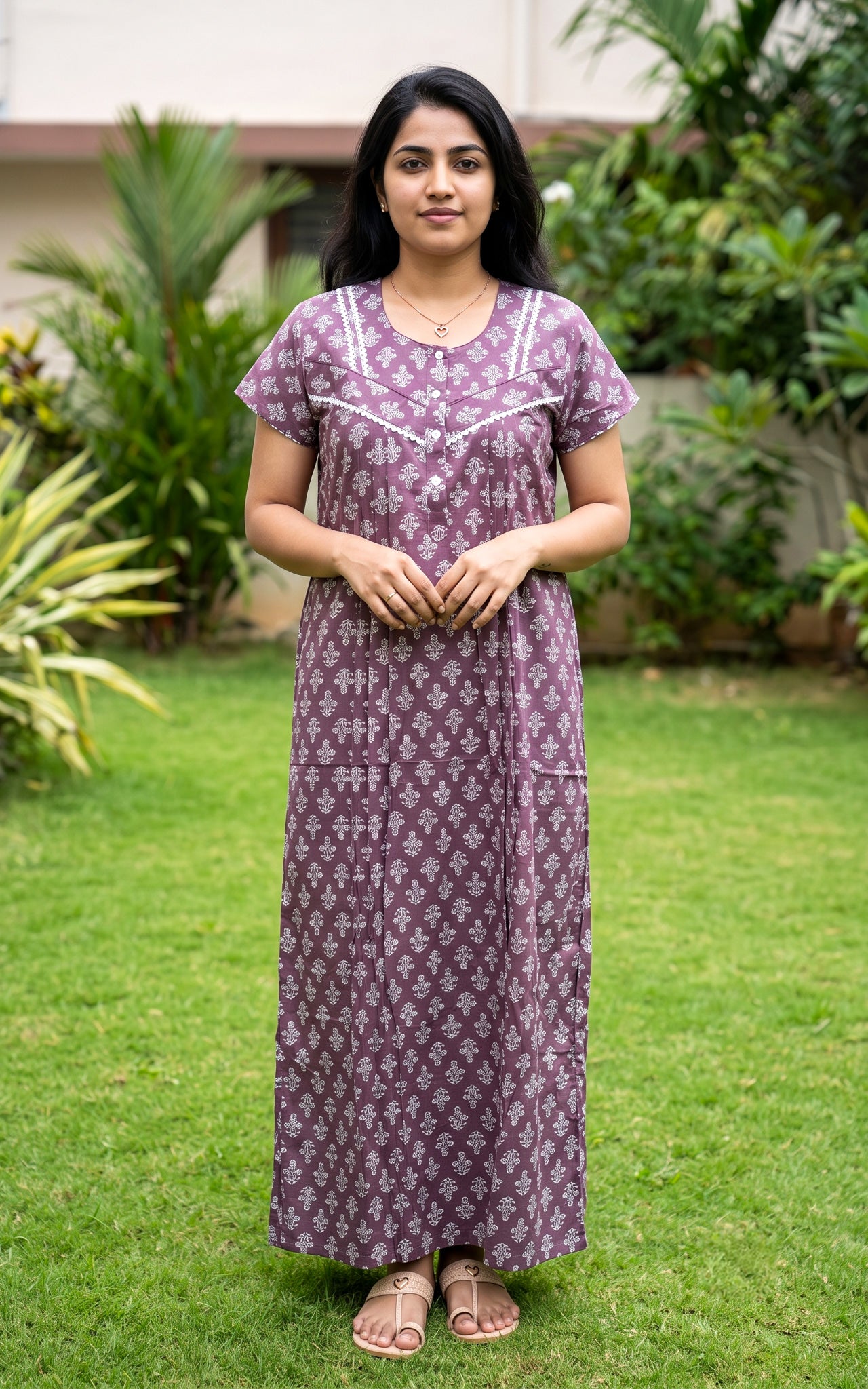 Cotton Straight Fit Nighty-163SS4B
