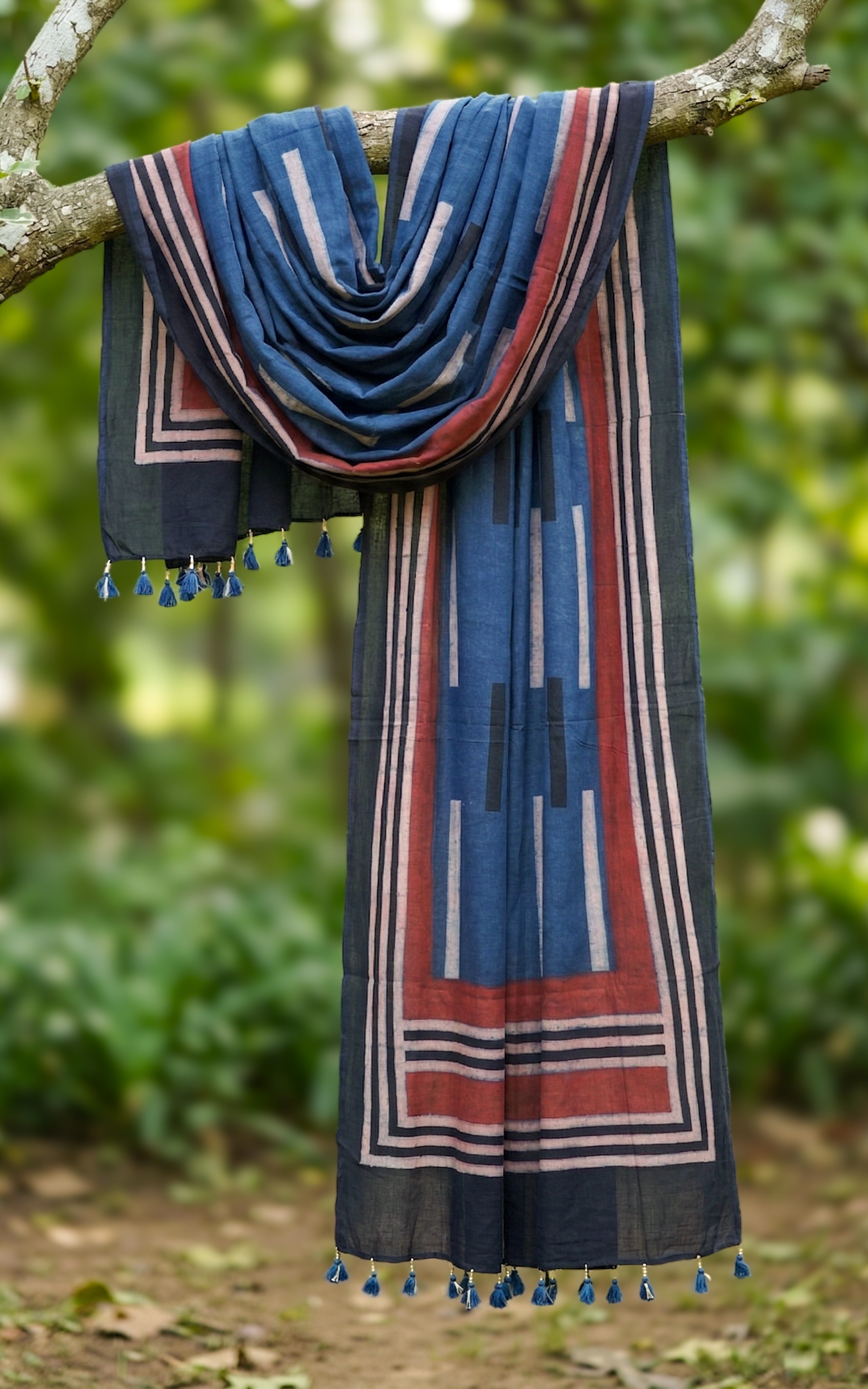 Cotton Handblock Dupatta 160SN9 Length: 2.58Mts