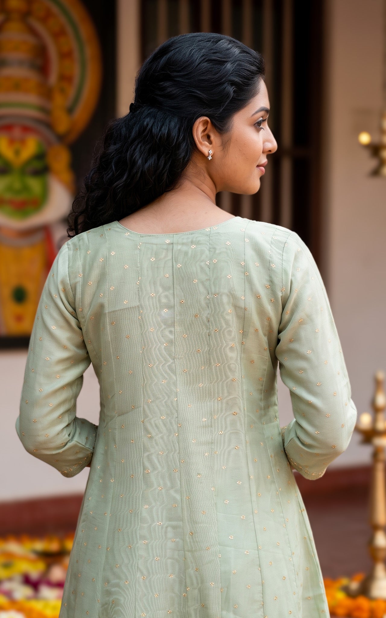 Green Chanderi Kurti Set for Women