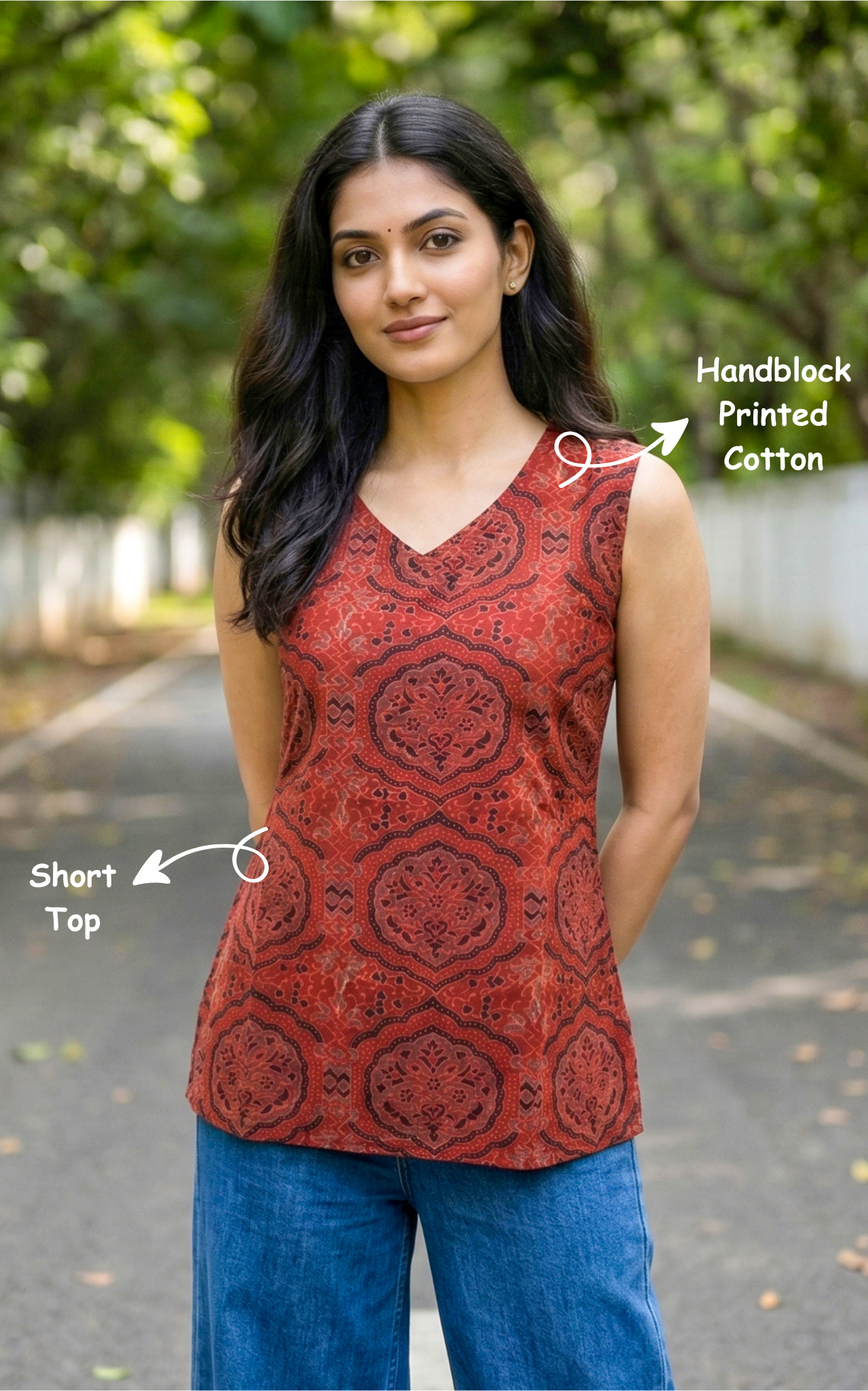 Stylish Rust Side Slit Top for Women
Handmade Cotton Top for Women