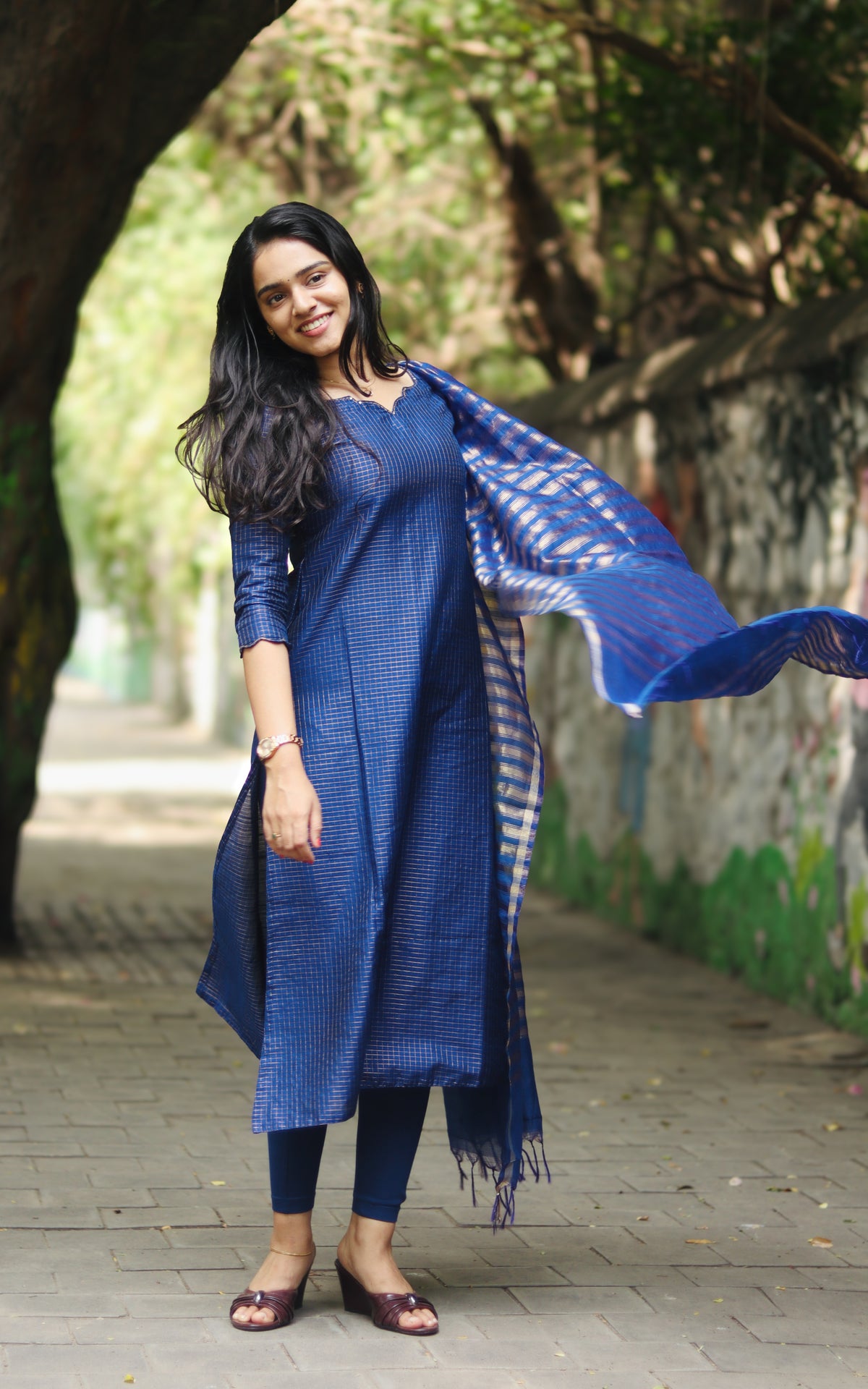 Narumugai Blue (Kurti+Dupatta)