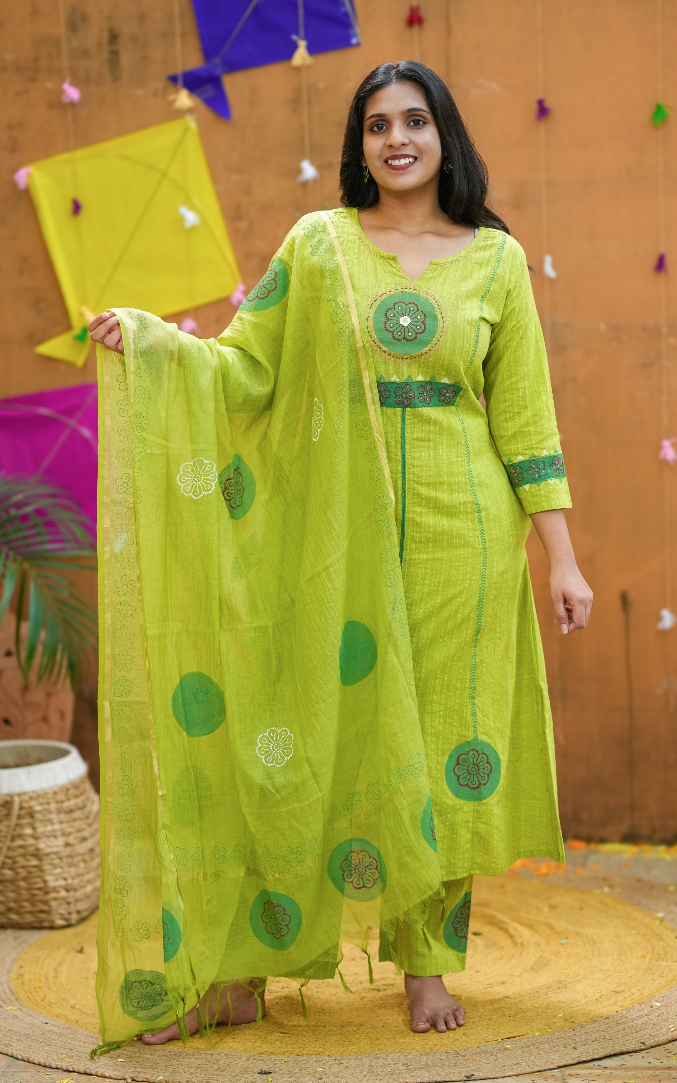 Handblock Printed Aline Kurti sets