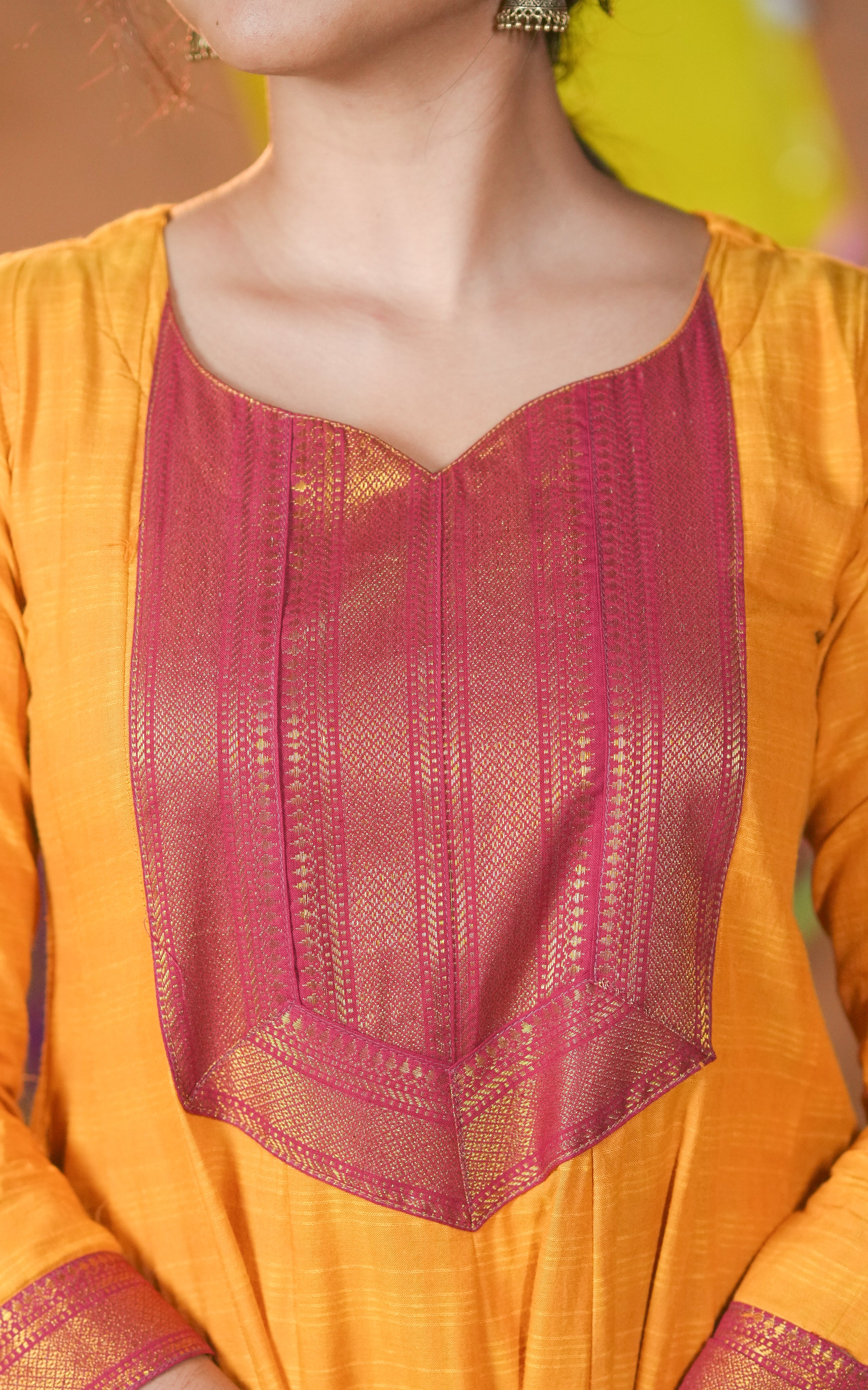 Anarkali kurti with gold print