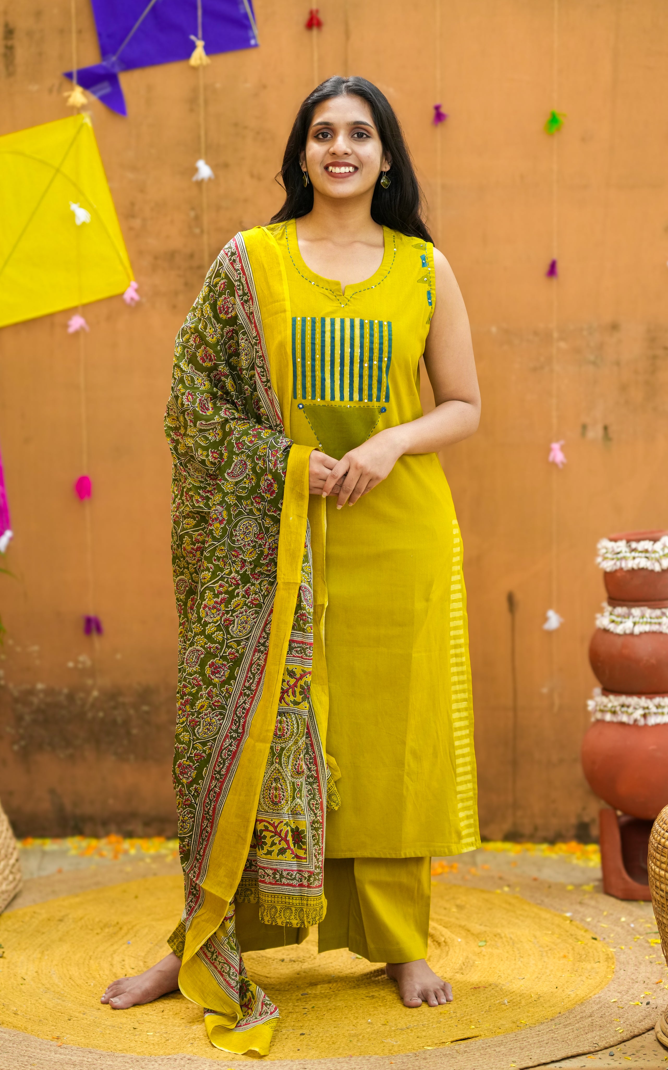 Handblock Printed Straight Cut Kurti sets