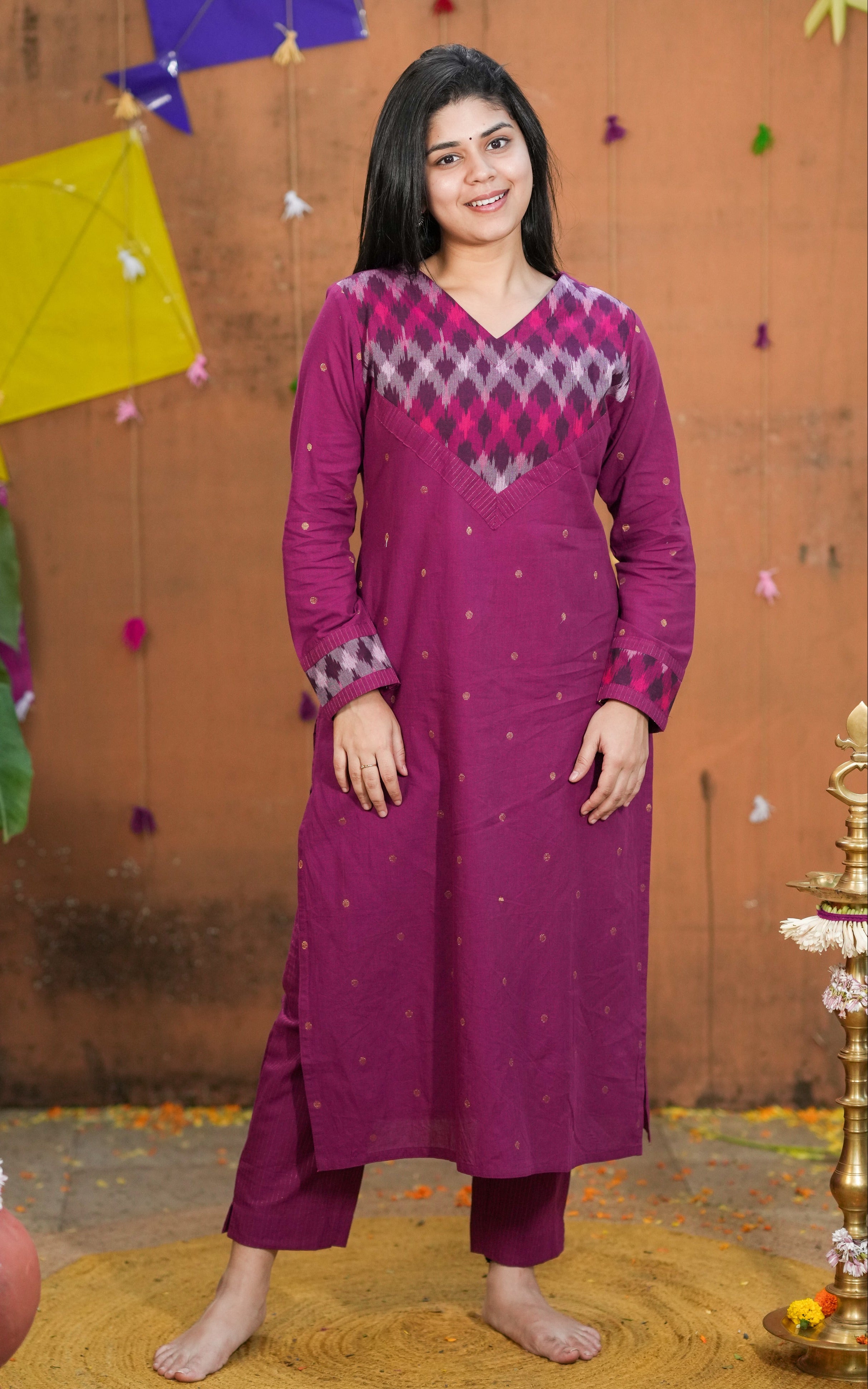 Cotton Straight cut kurti sets