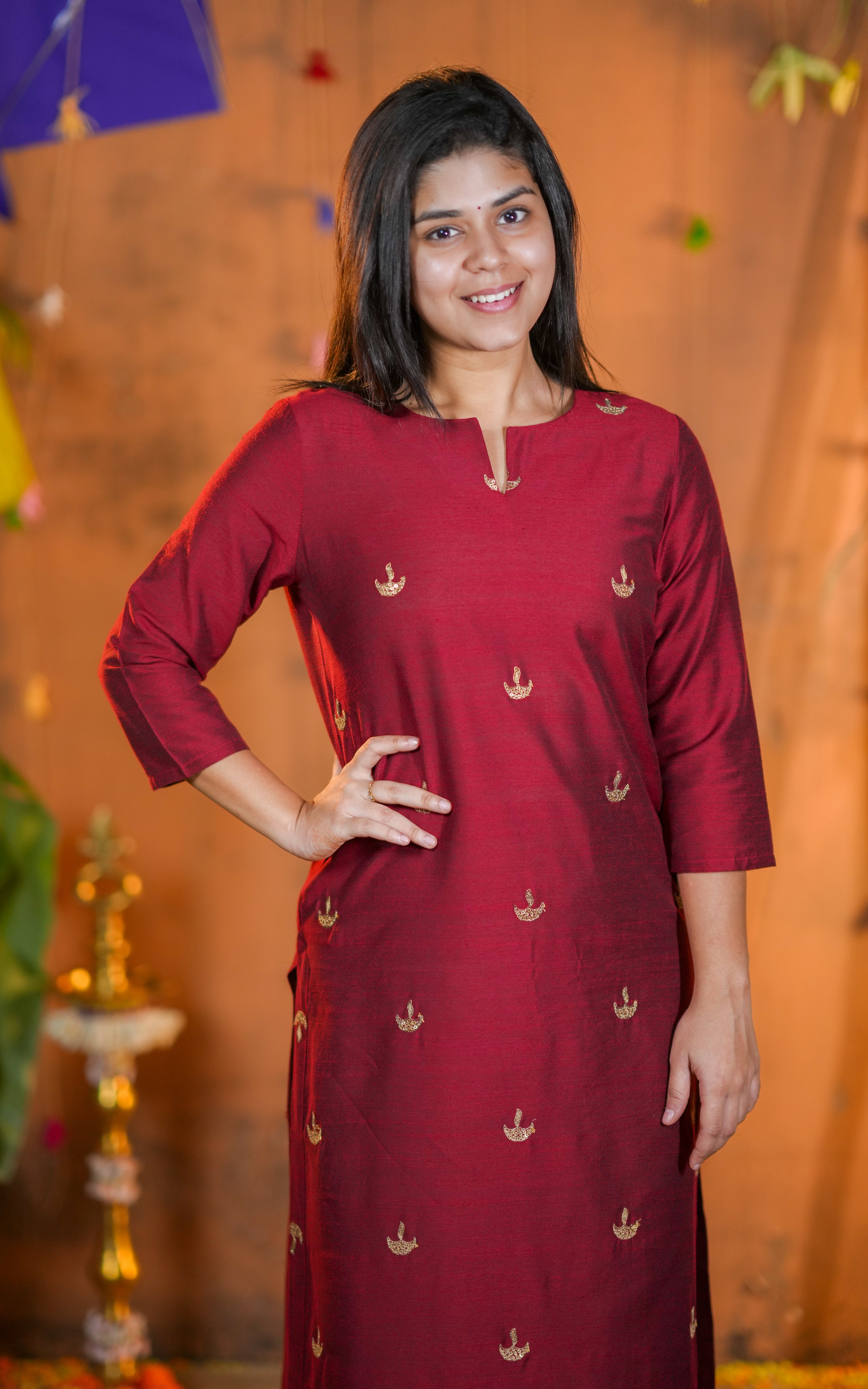 Silk cotton Straight cut kurti 