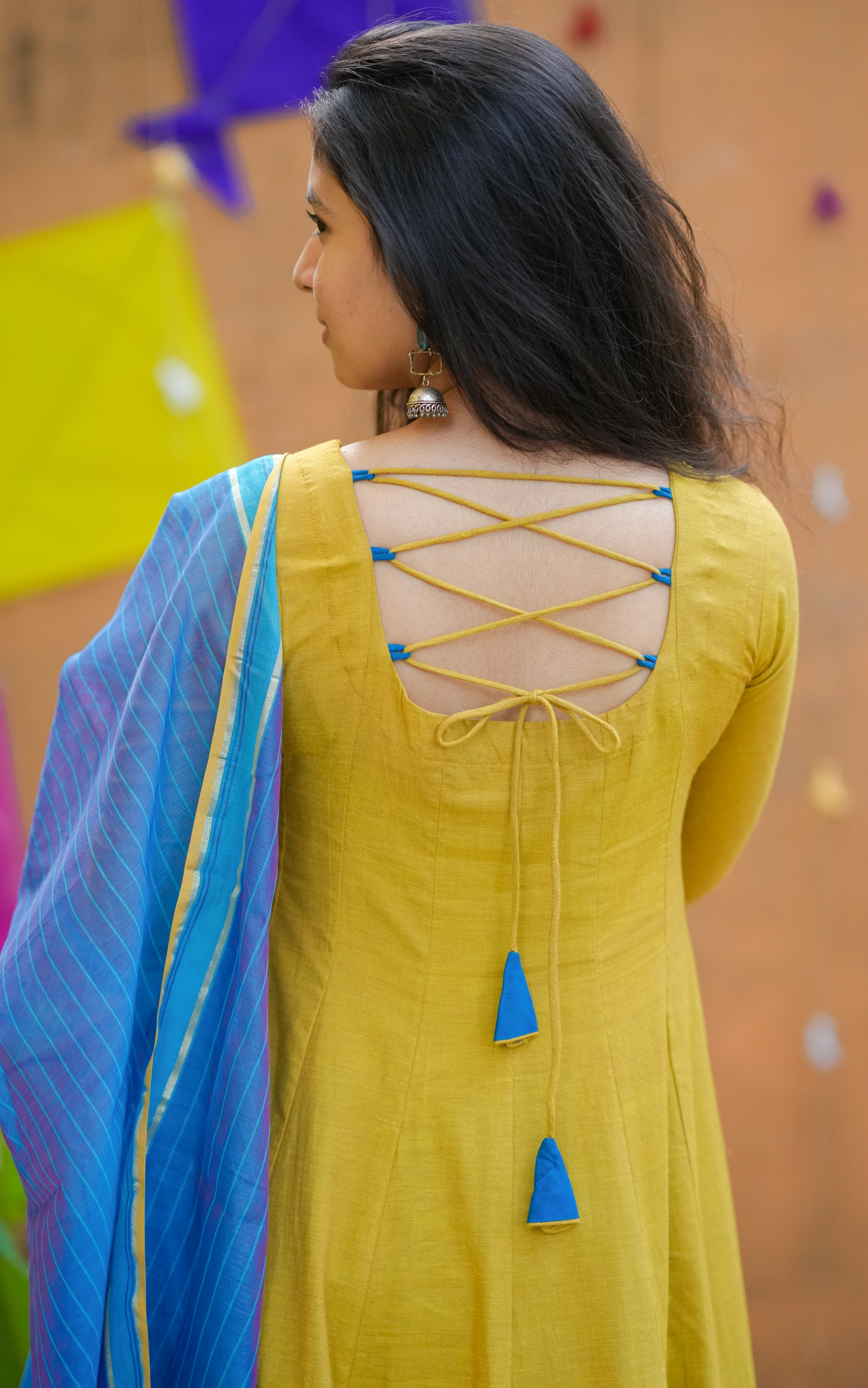 Criss Cross Back Neckline anarkali 