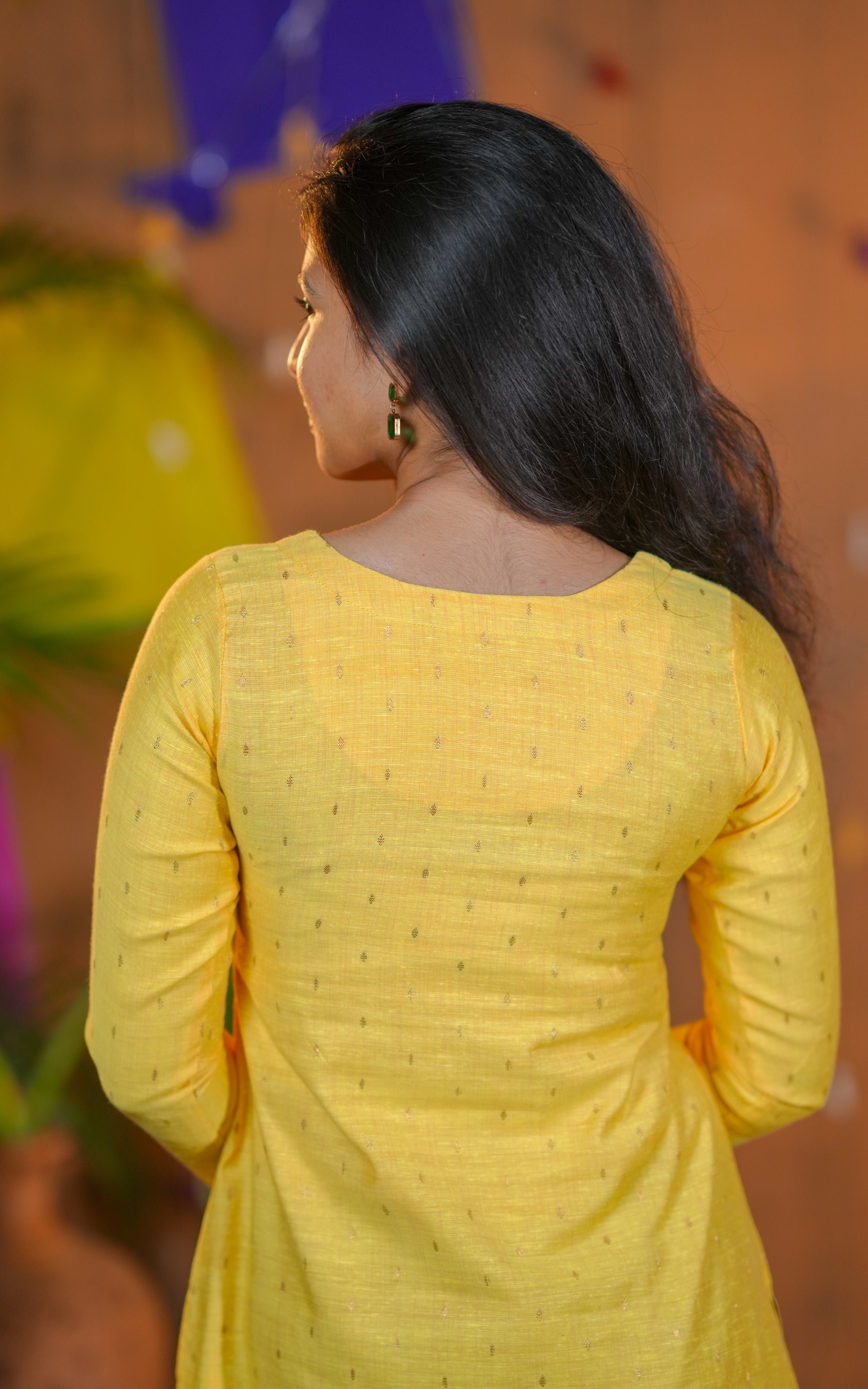 Silk cotton straight cut kurti