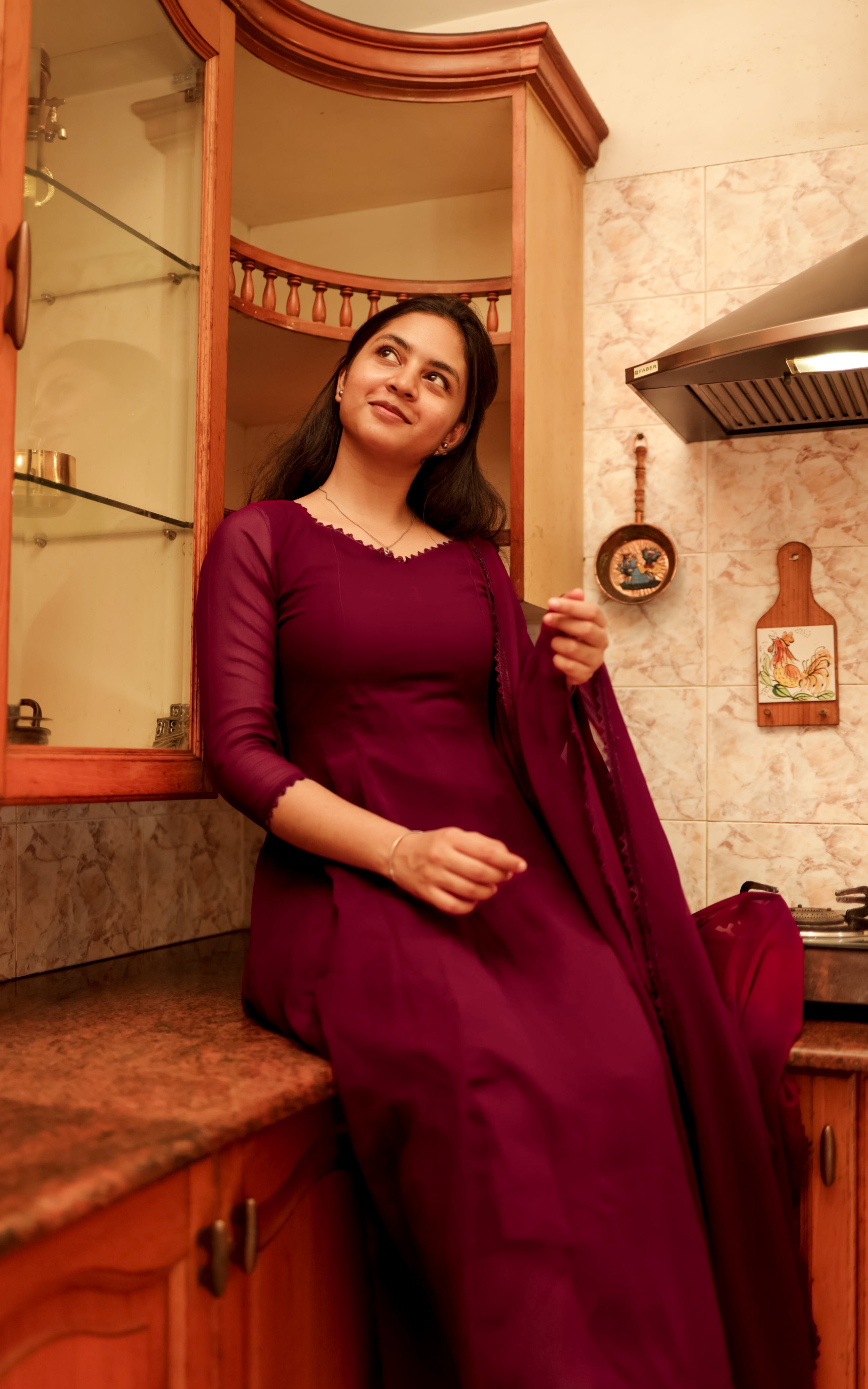 Om Shanti Oshanna Wine (Kurti+Dupatta)