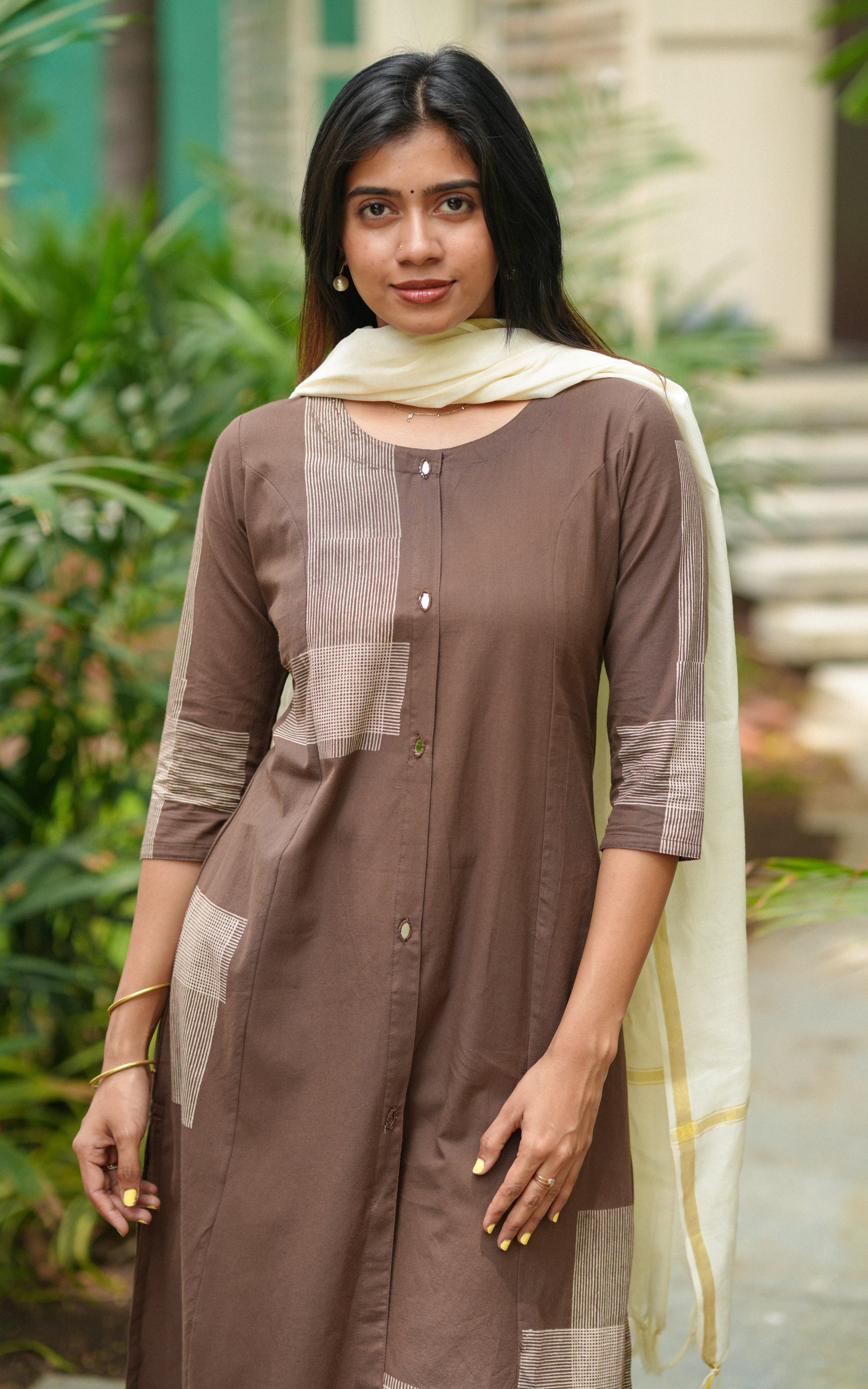 Brown lightweight cotton kurti for women