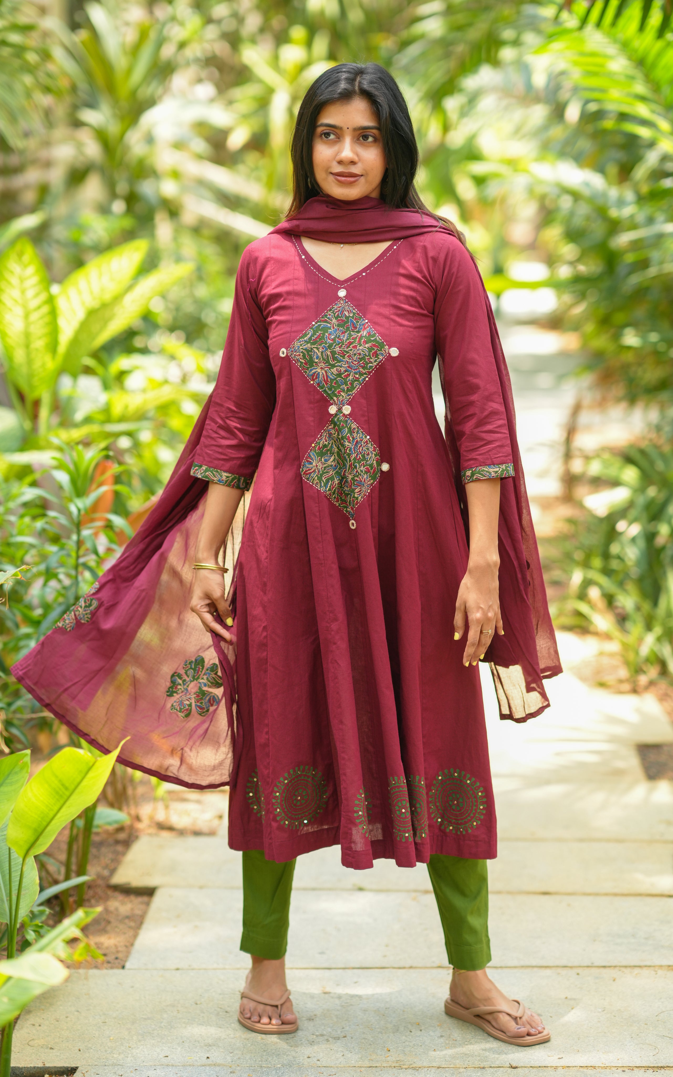 Shonali Maroon (Kurti+Dupatta)