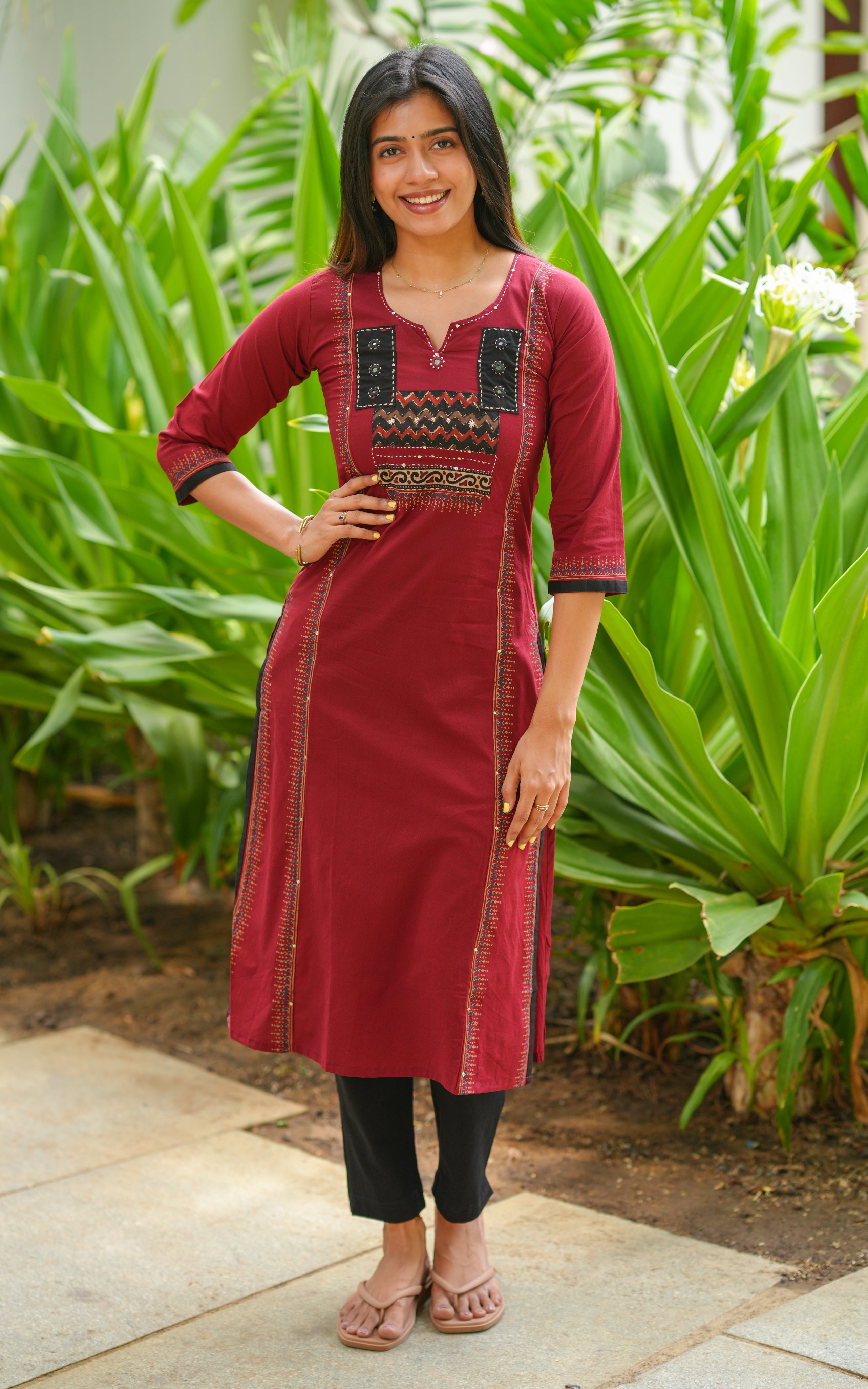Selvi Maroon Handblock