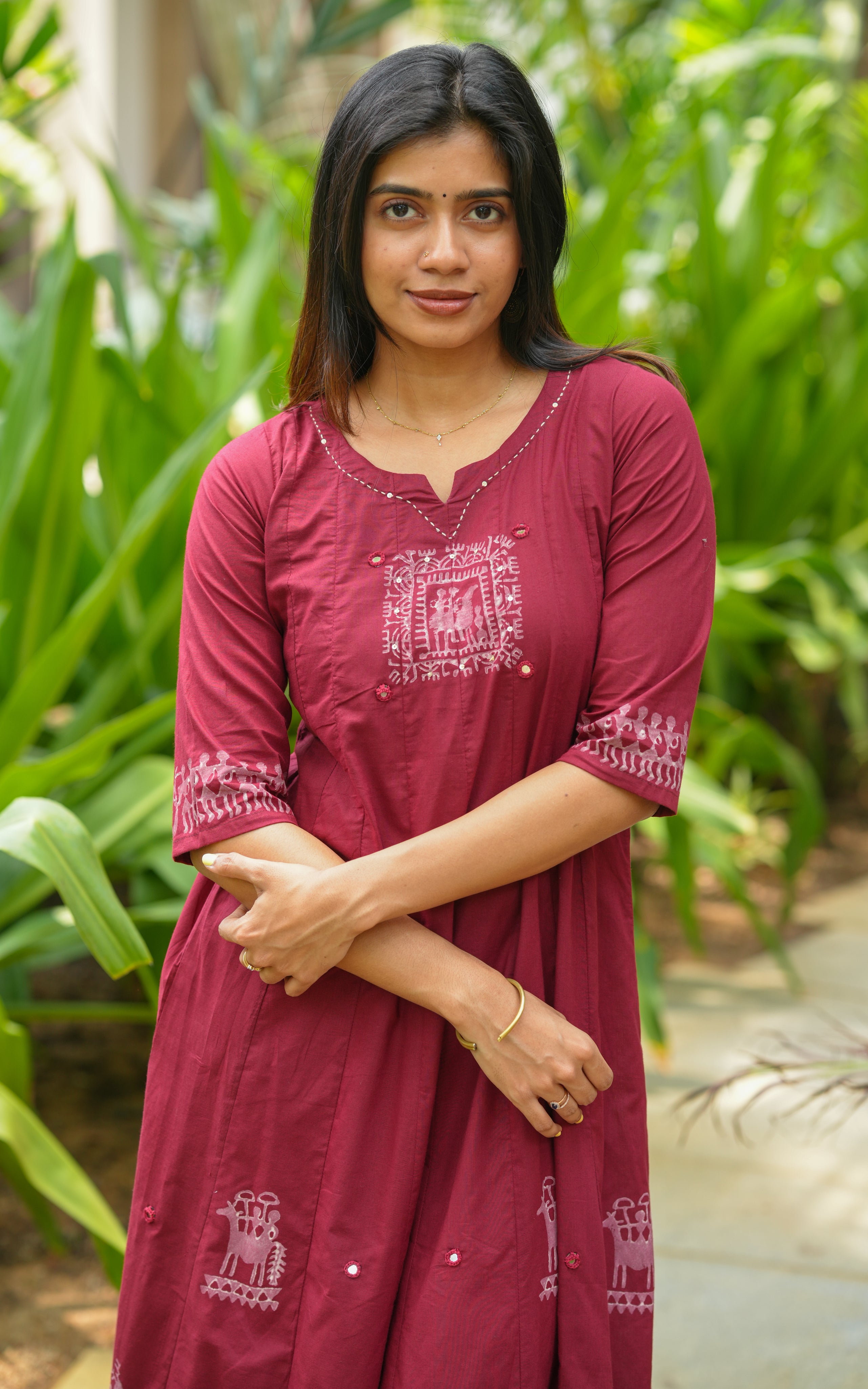 Handblock printed cotton Anarkali for women