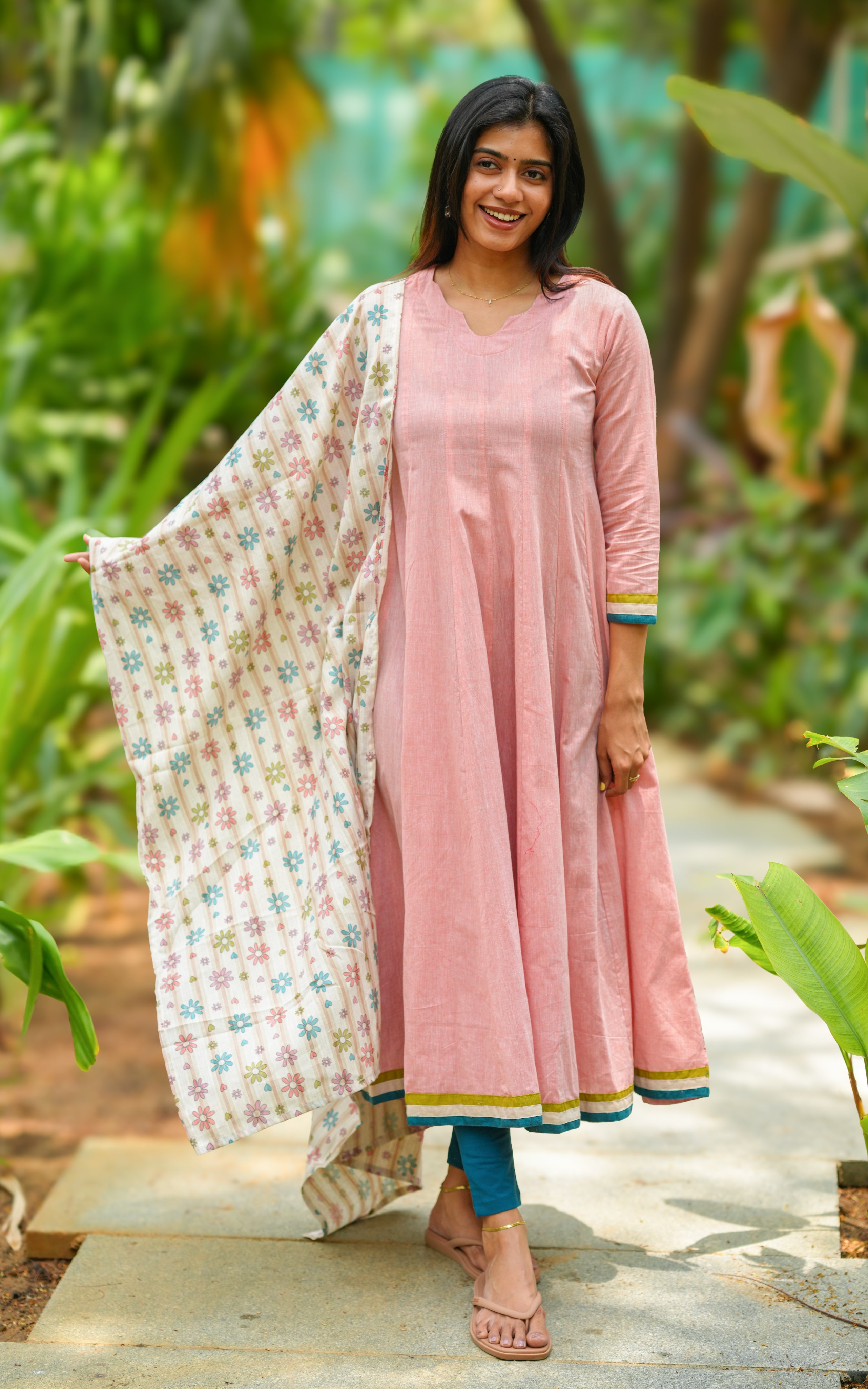 Breathable cotton summer Anarkali for women