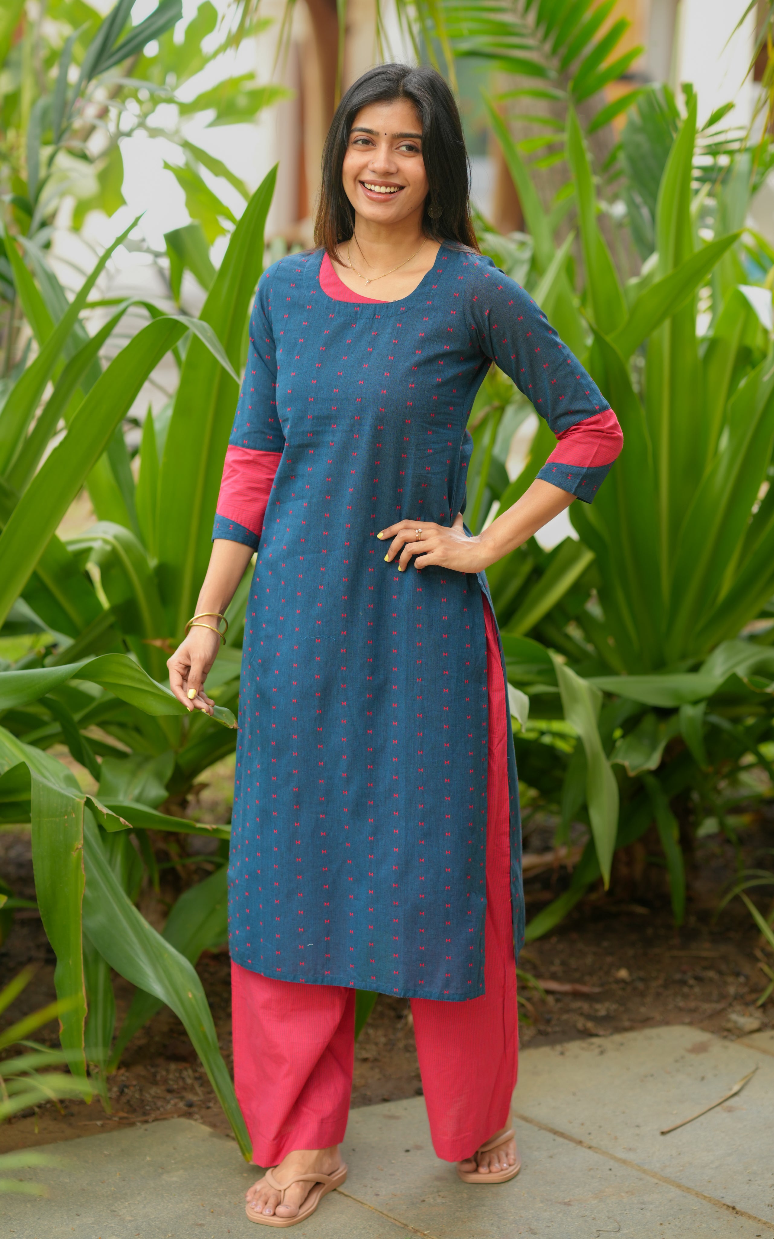 South cotton kurti with palazzo pants for women