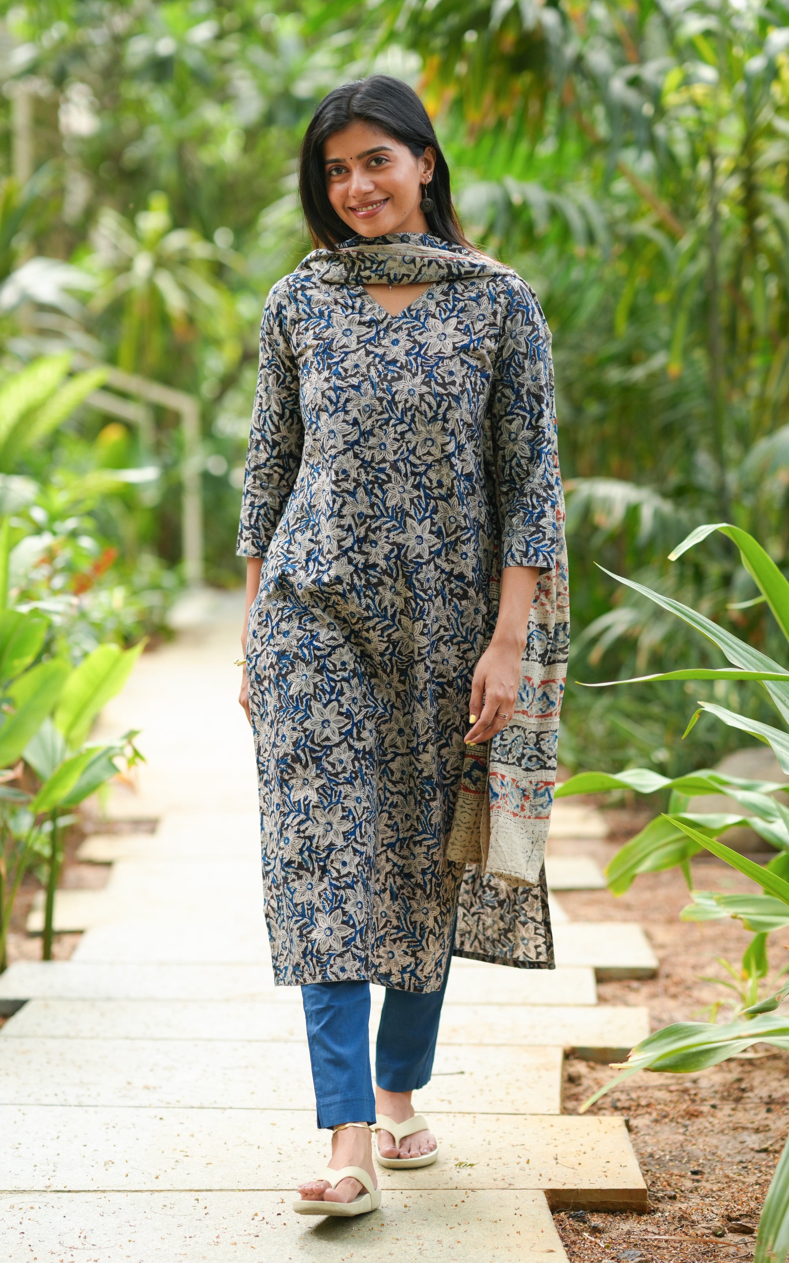 Black Kalamkari cotton kurti for women