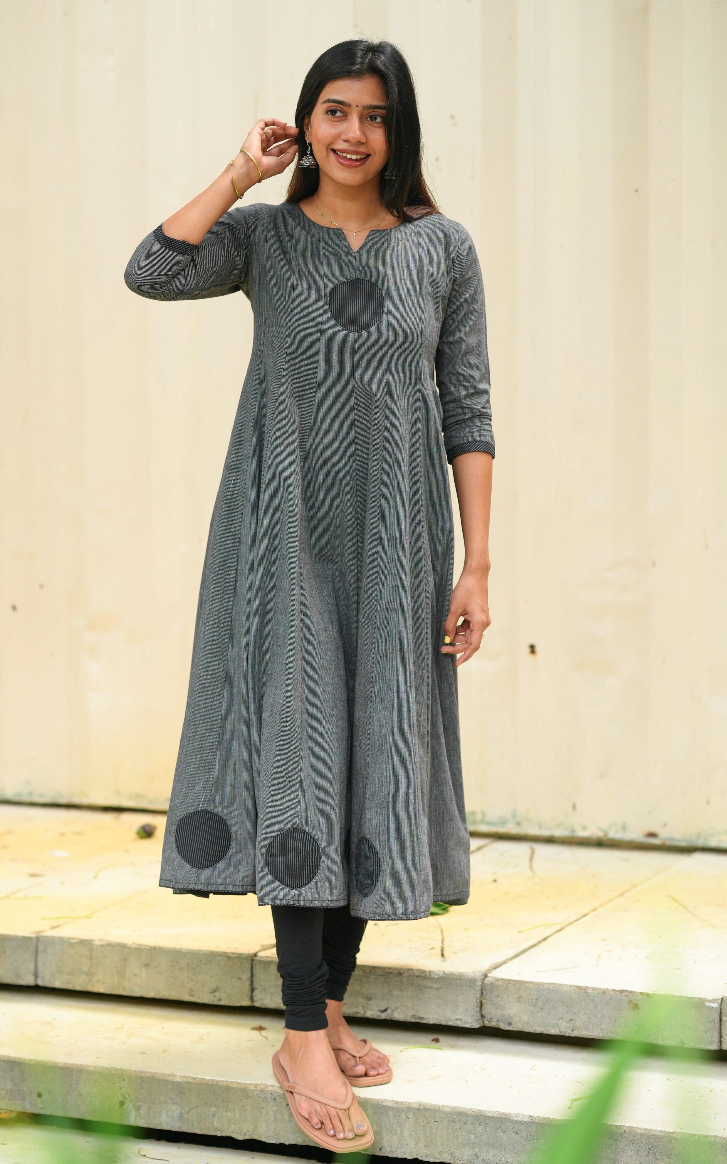 Grey south cotton Anarkali kurti for women