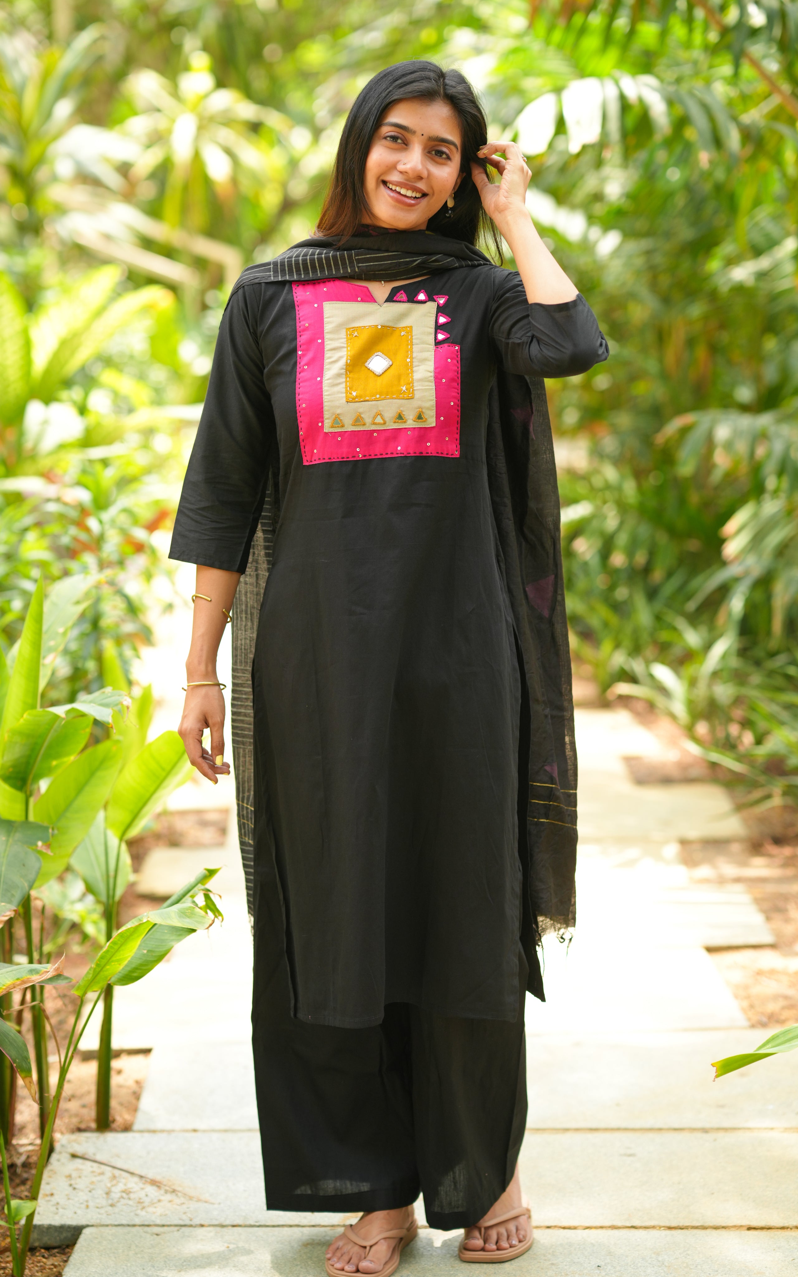 Black cotton kurti set for women