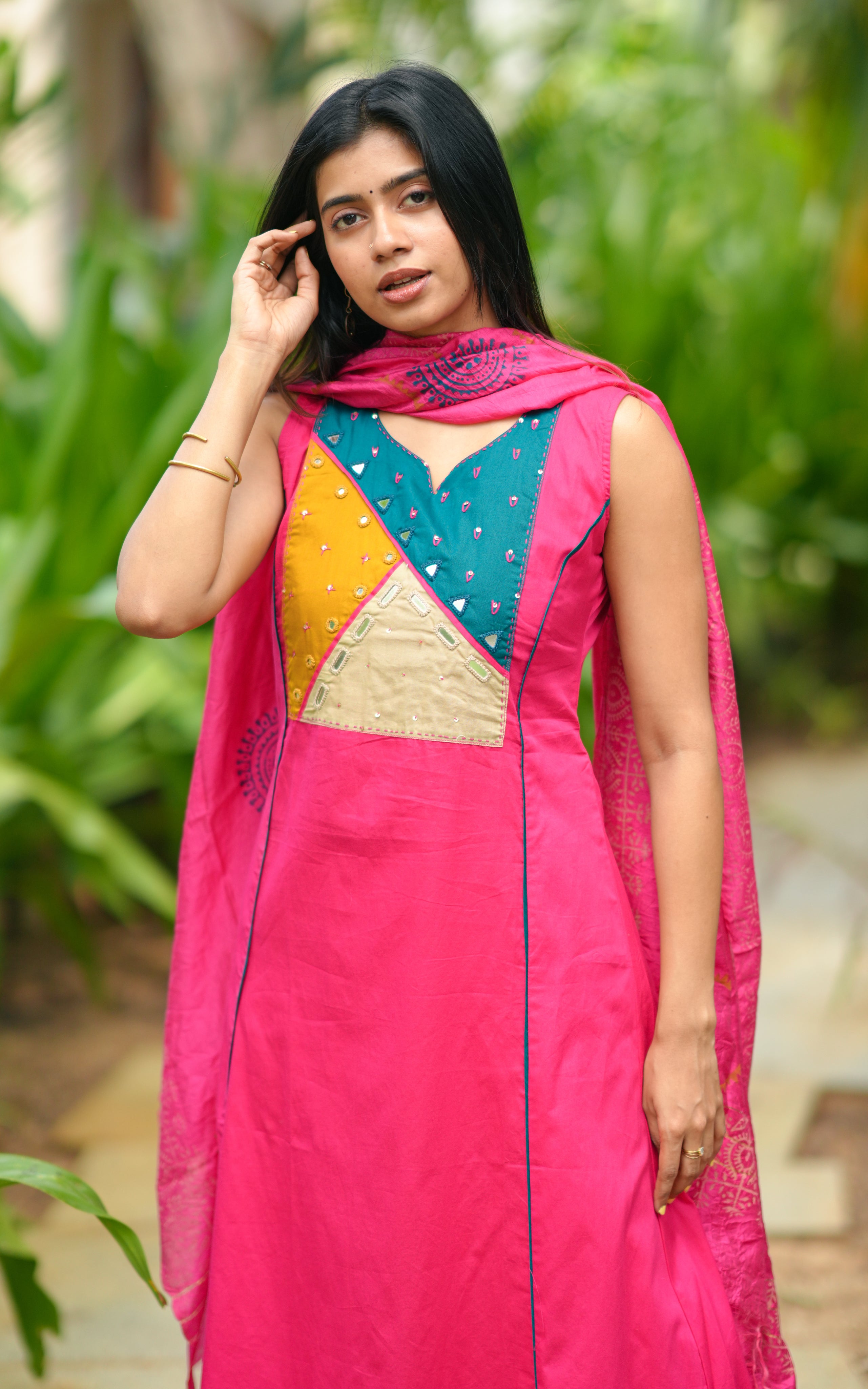 Pink Aline south cotton kurti for women