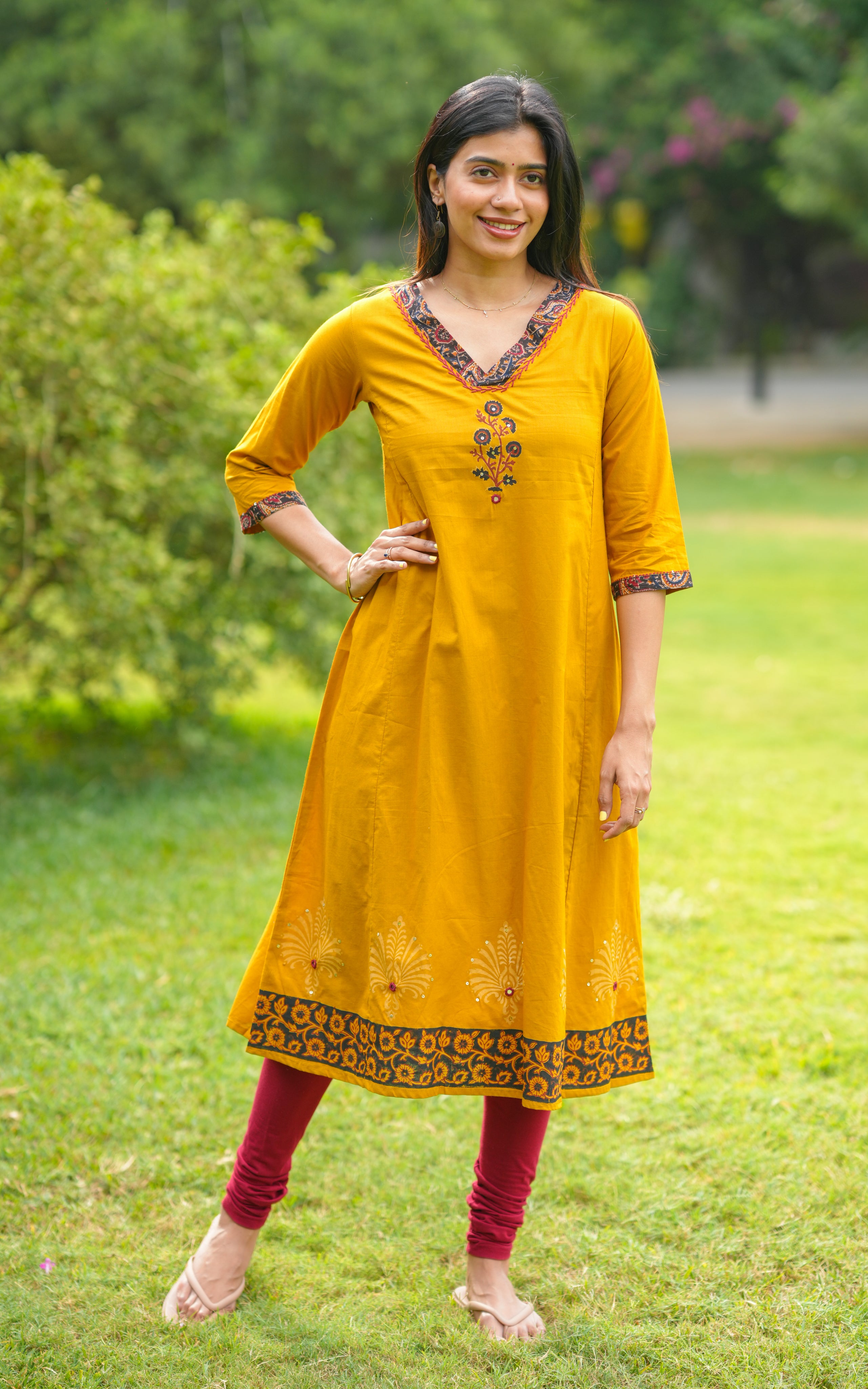 Instore – Mustard Casual Wear Cotton Kurti for Women – Ethnic Wear