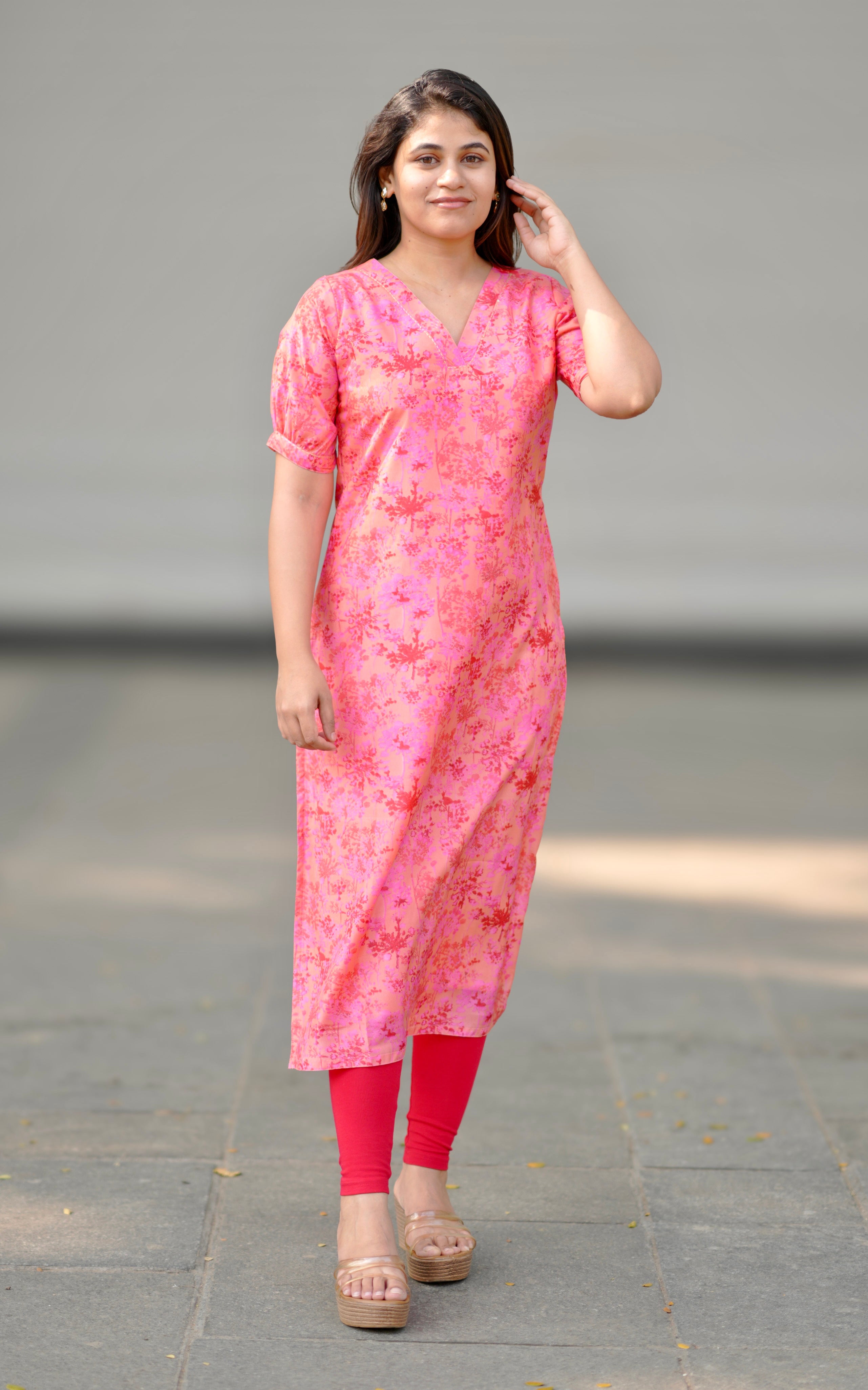 Party Wear Orange Kurti for Women