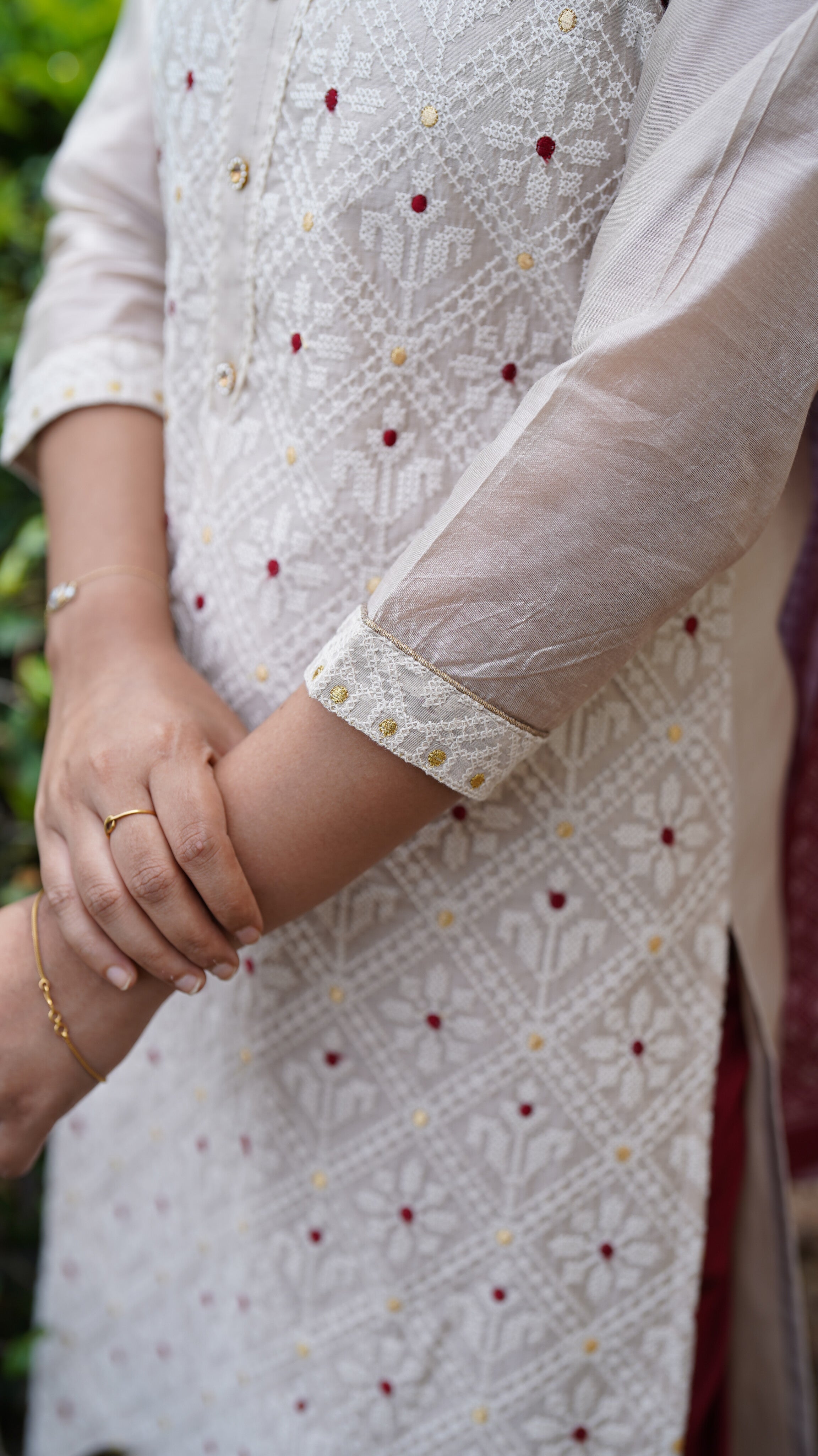 Instore - Cotton Straight Cut Kurti with Pant & Dupatta Set, Side Slit & Ethnic Wear