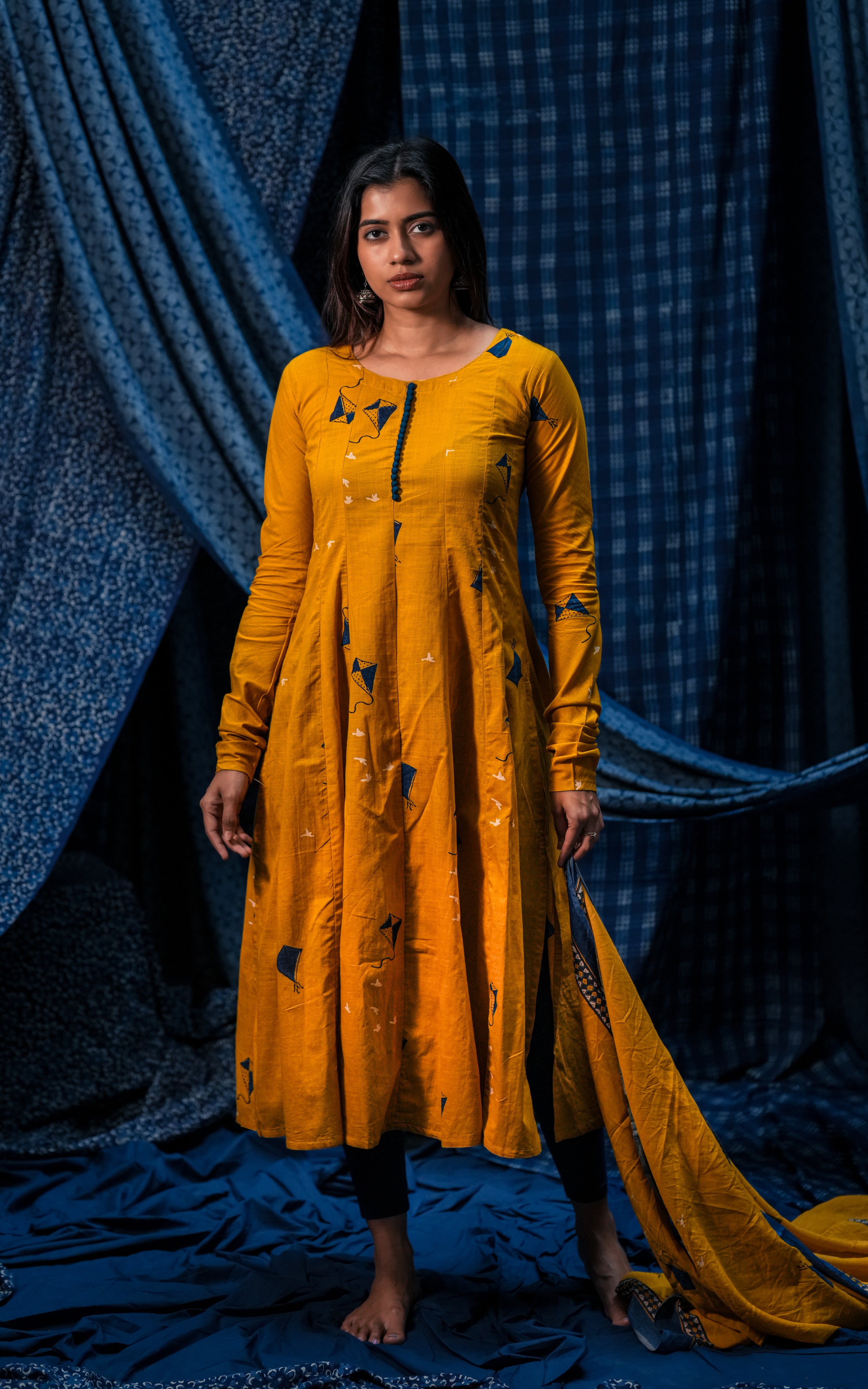 Kite Yellow 3/4th Sleeve (Kurti+Dupatta)