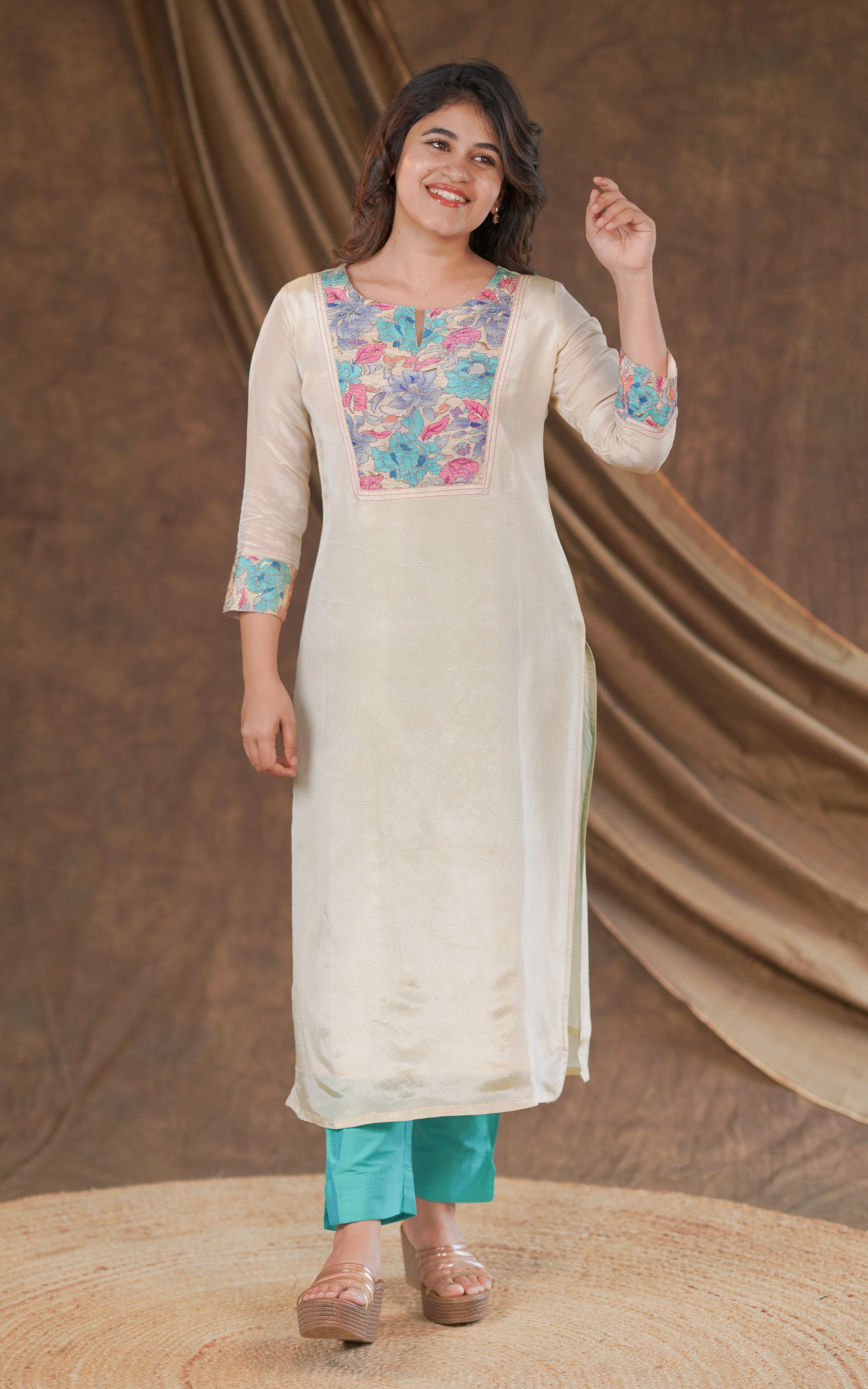 art silk straight cut kurti for women