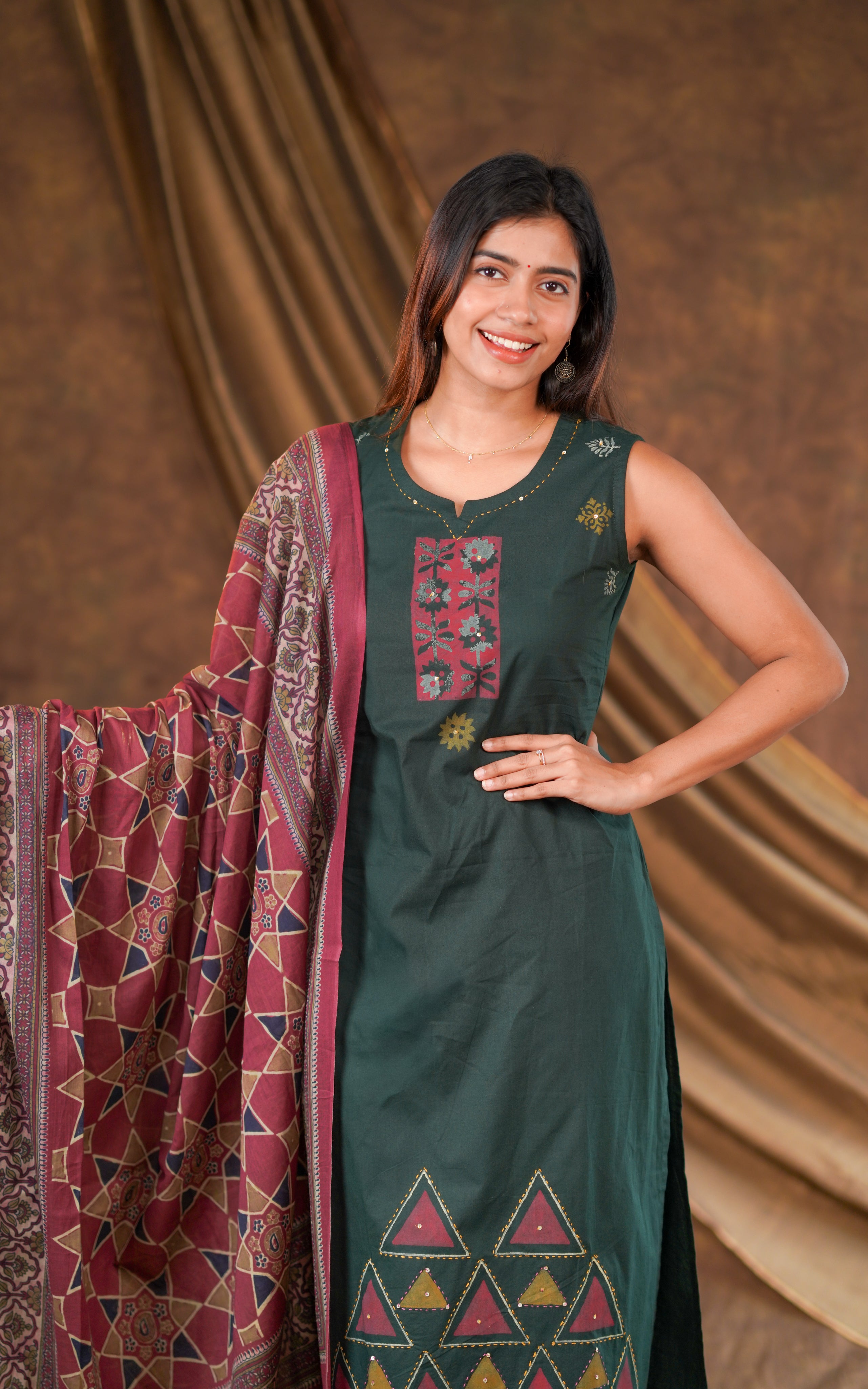 handblock straight cut kurti sets 